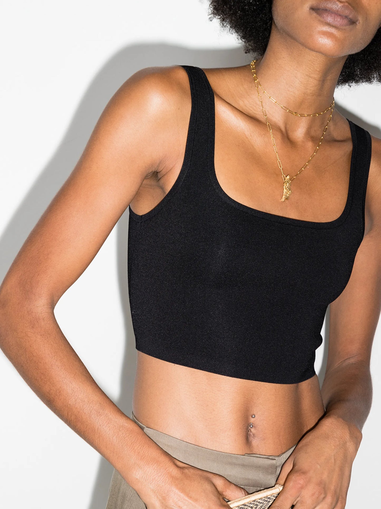 stretch-fit cropped tank top