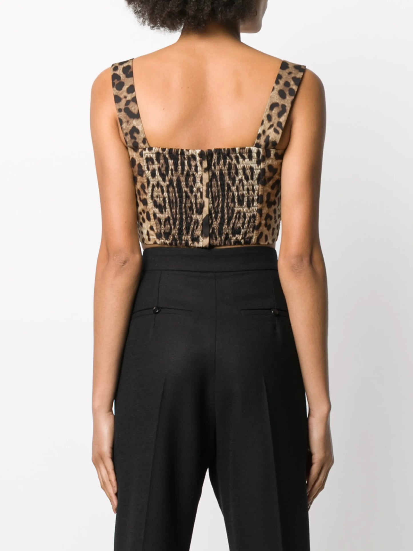 leopard-print poplin crop top