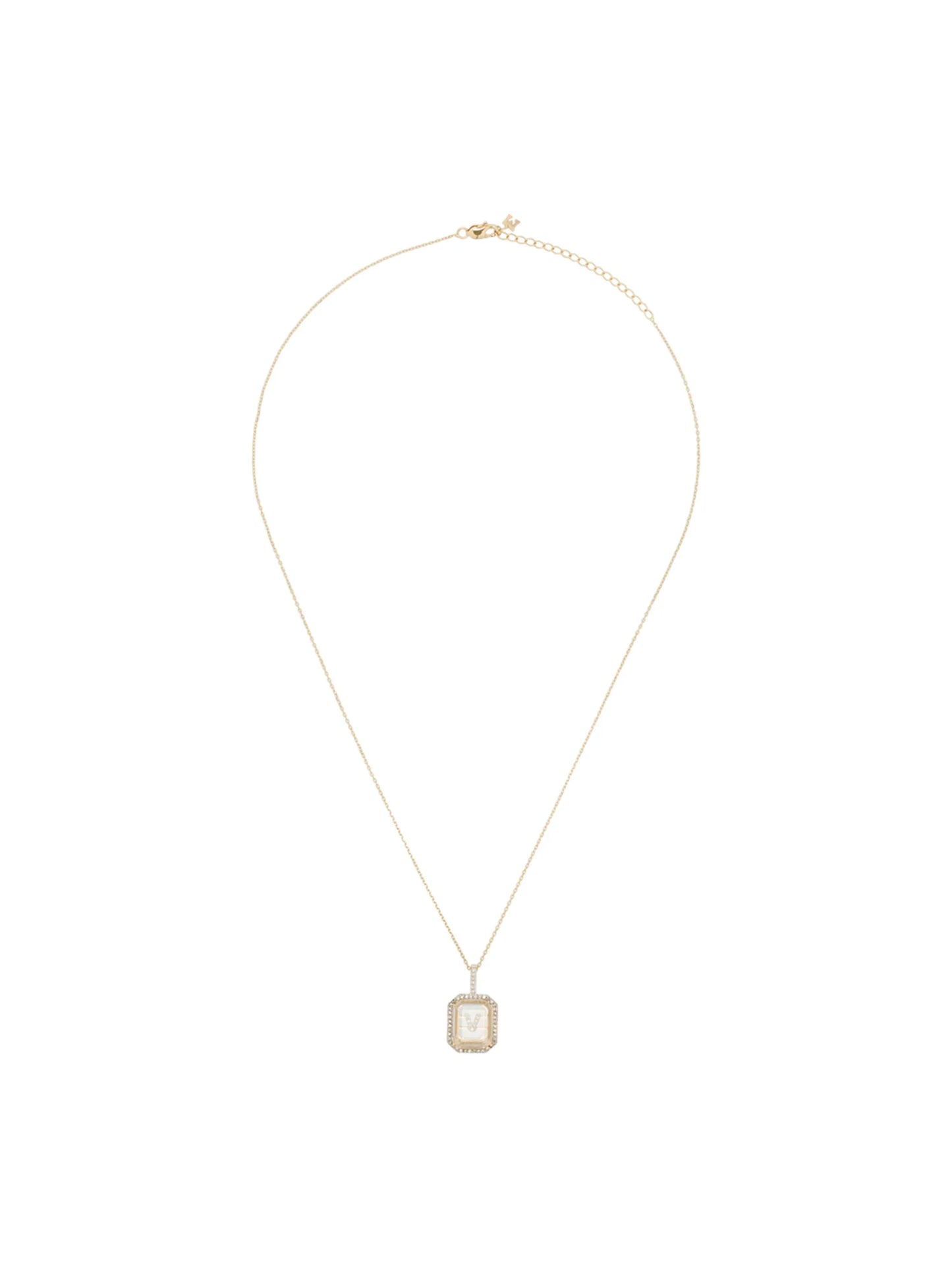 14K yellow gold V-initial diamond necklace