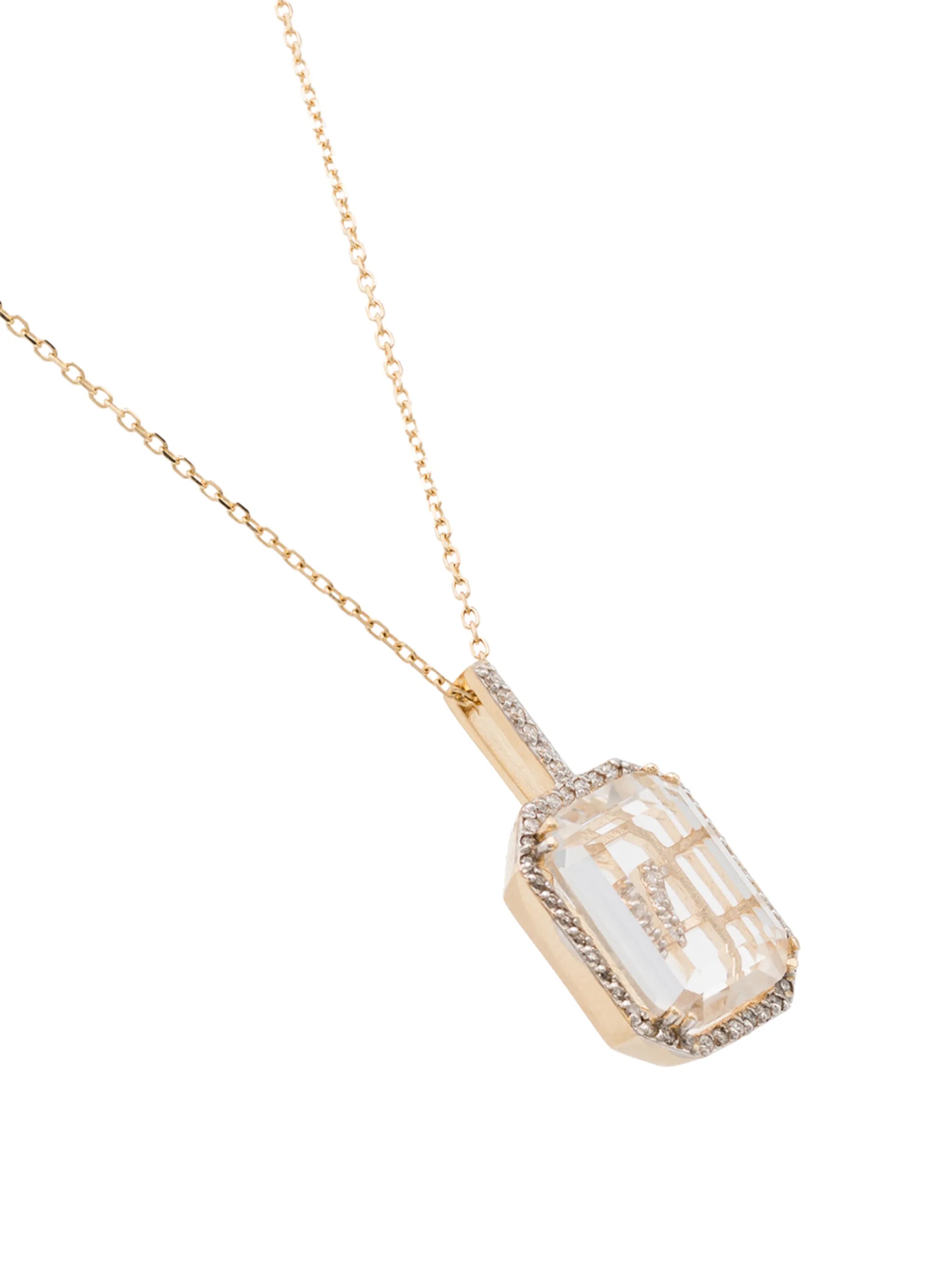 14K yellow gold V-initial diamond necklace