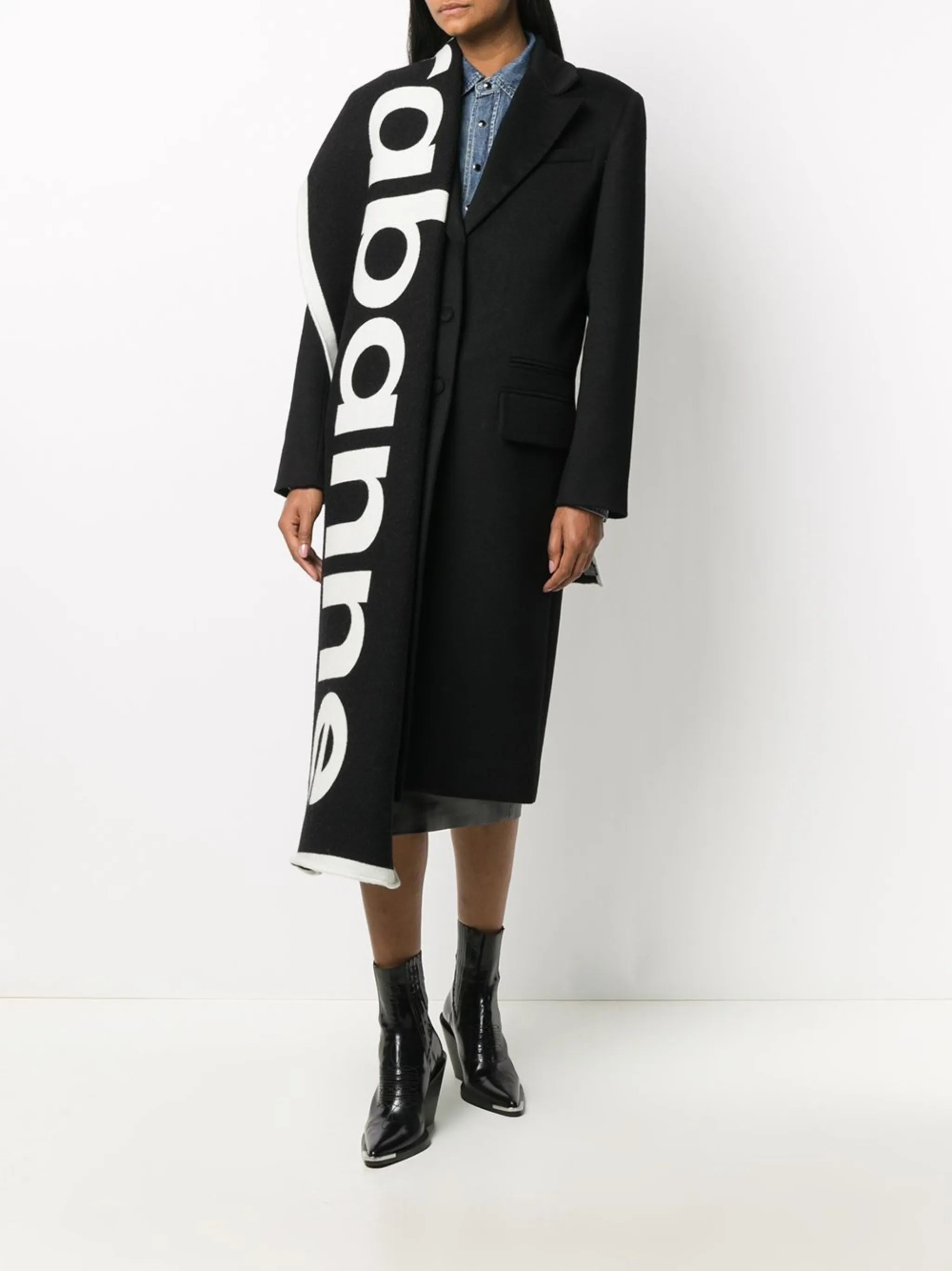 logo-print two-tone scarf