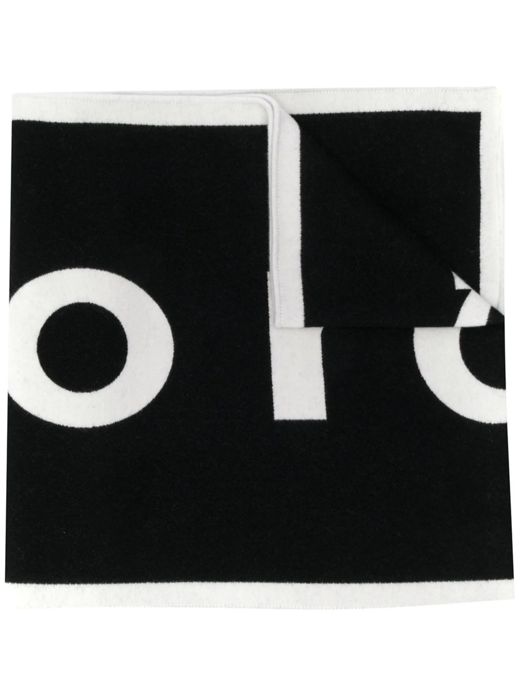 logo-print two-tone scarf