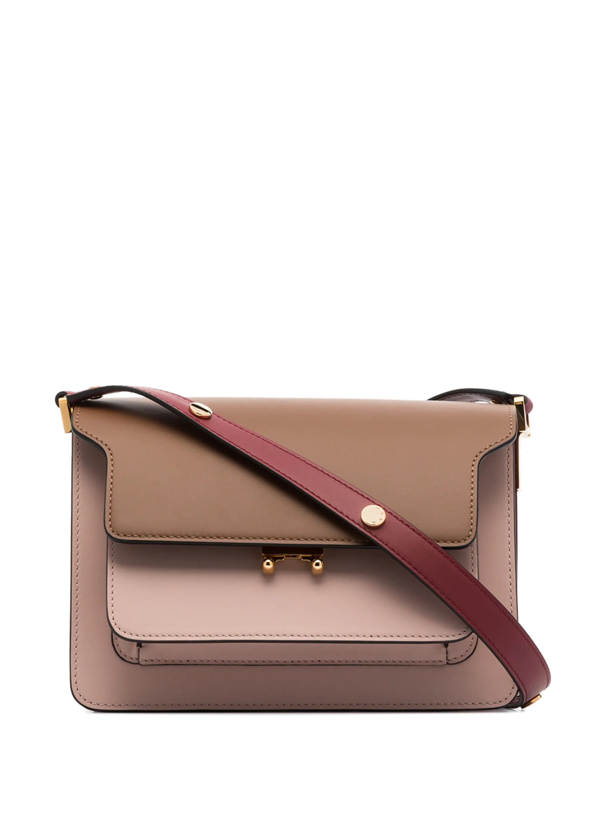 Trunk colour-block leather shoulder bag