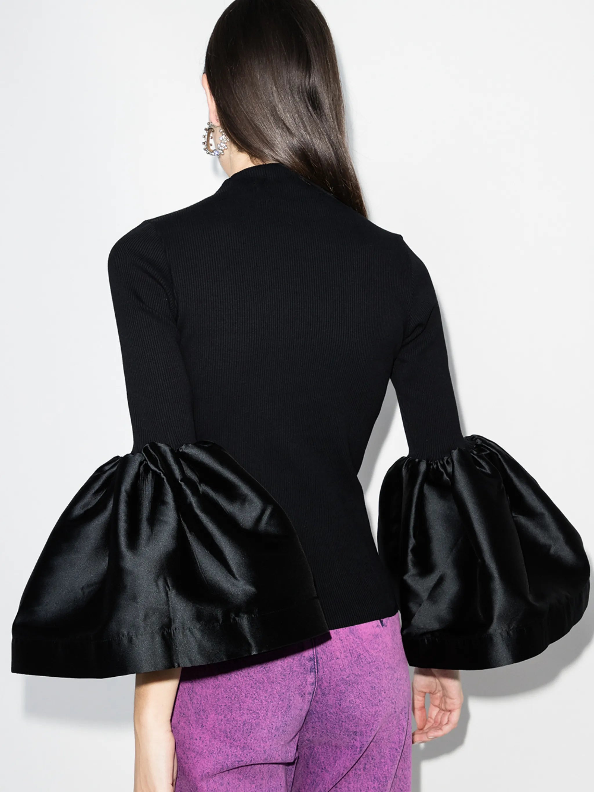 puff-sleeve long-sleeve top