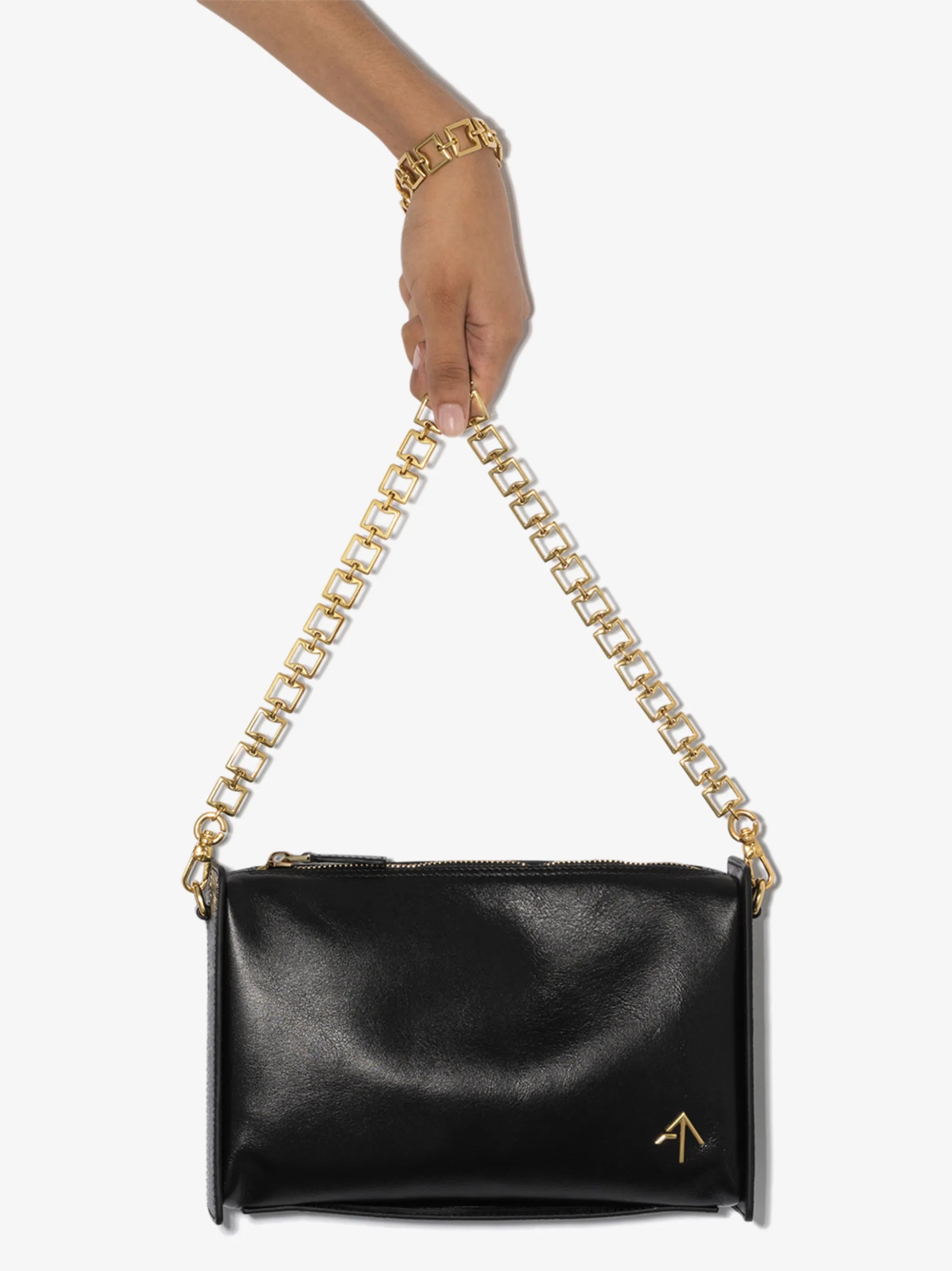 chain-trim leather crossbody bag