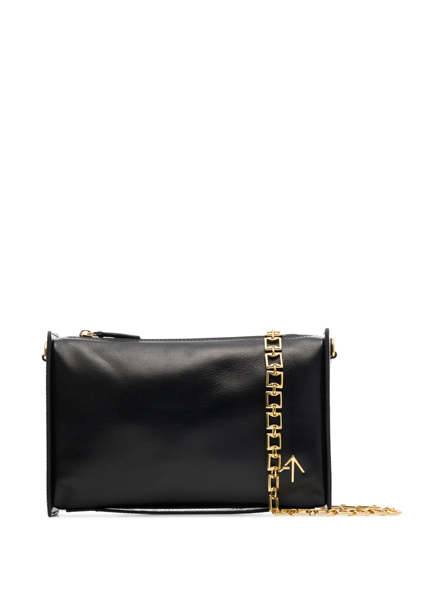 chain-trim leather crossbody bag