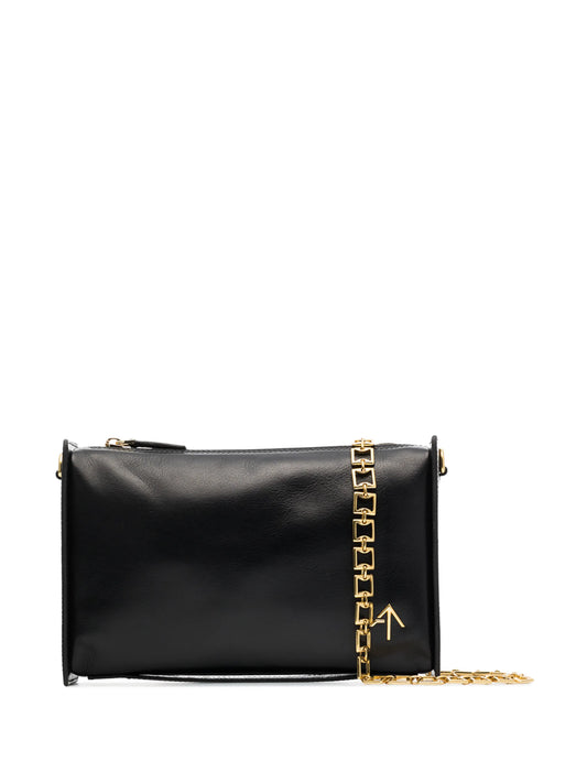 chain-trim leather crossbody bag