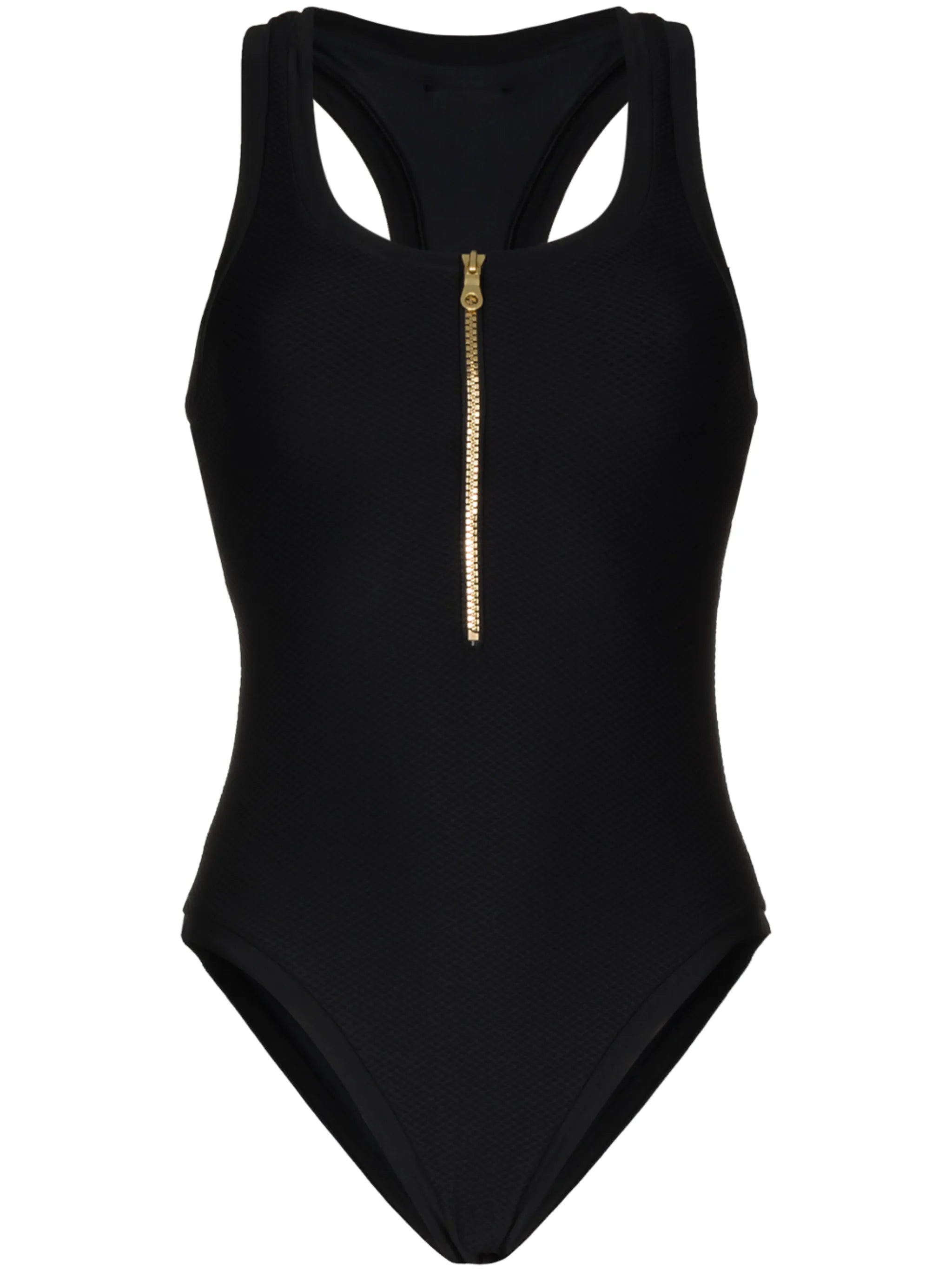 Core zip-fastening swimsuit