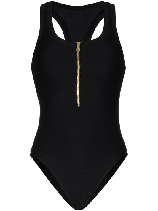 Core zip-fastening swimsuit