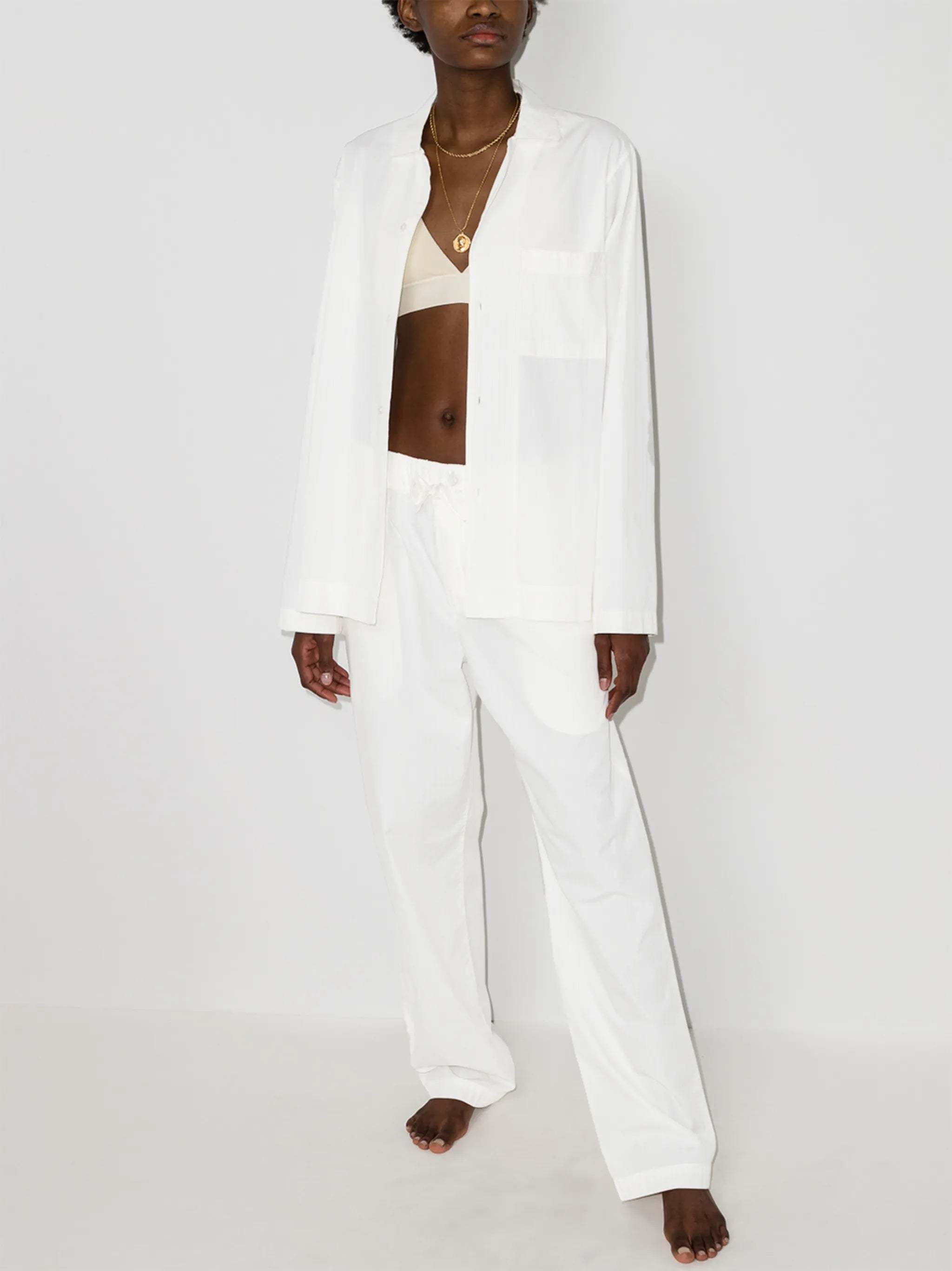 long-sleeve organic cotton pyjama shirt