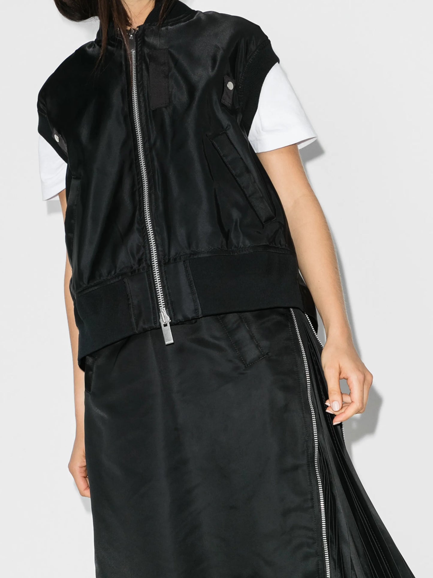 short-sleeve shell bomber jacket