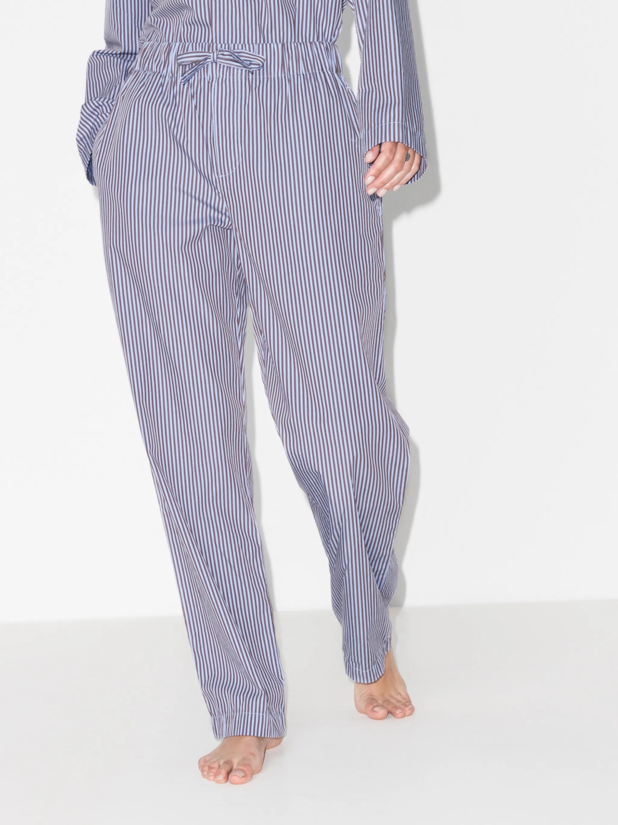 striped drawstring pajama trousers