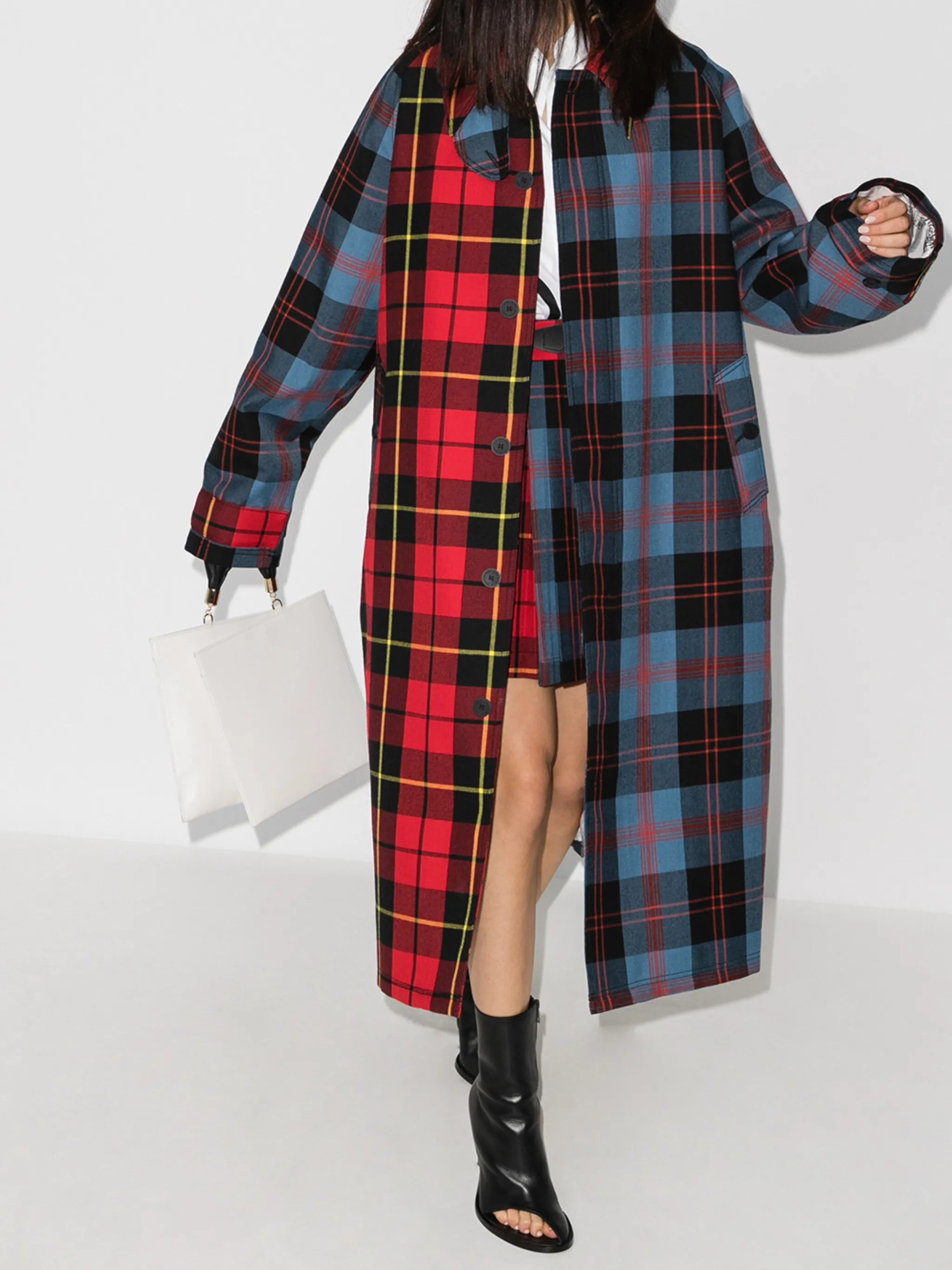 x Browns 50 tartan-check oversized coat