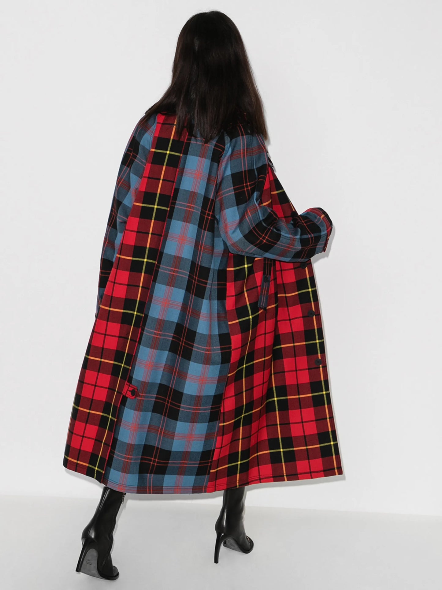 x Browns 50 tartan-check oversized coat