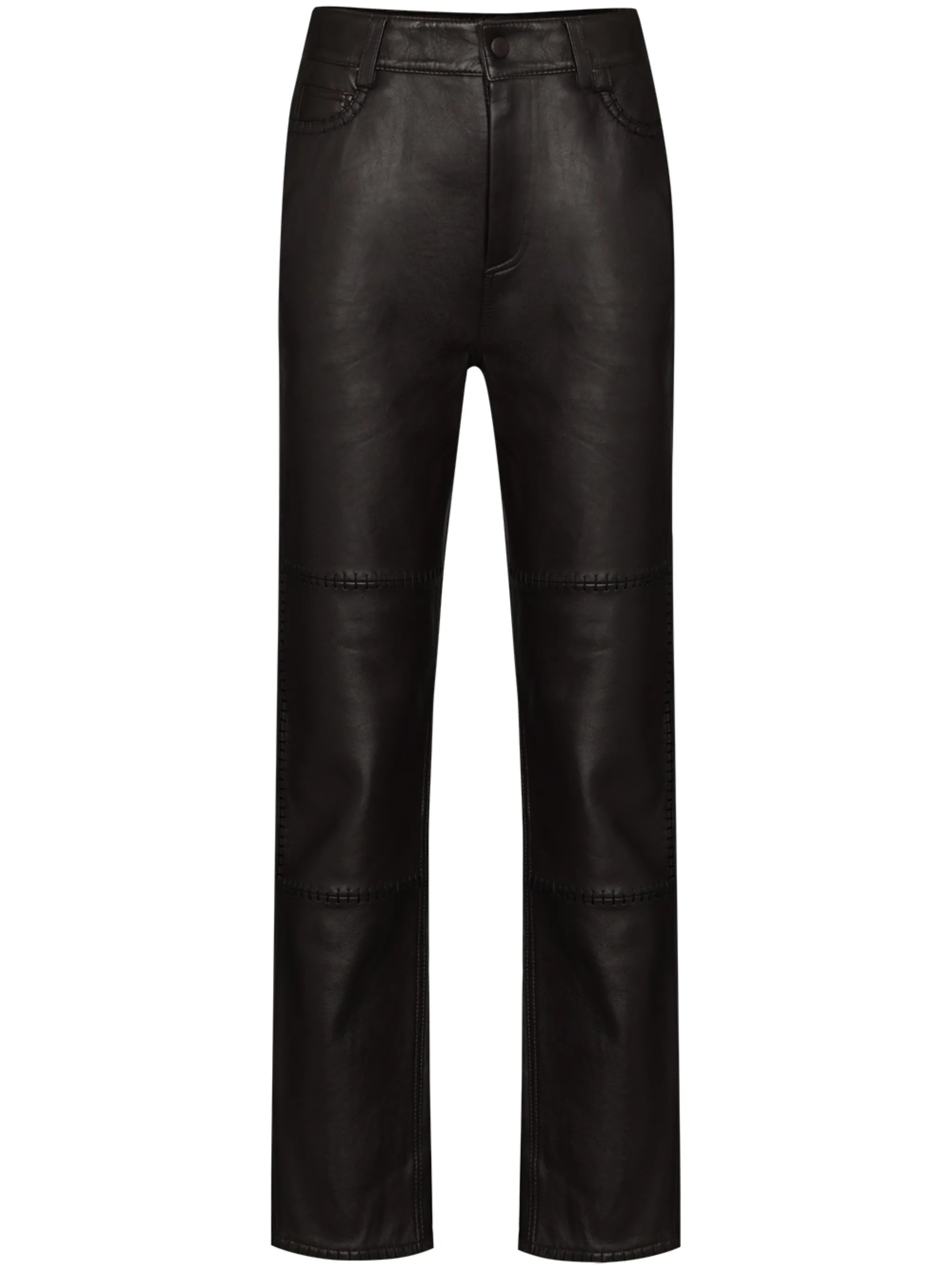 stitch-detail leather trousers