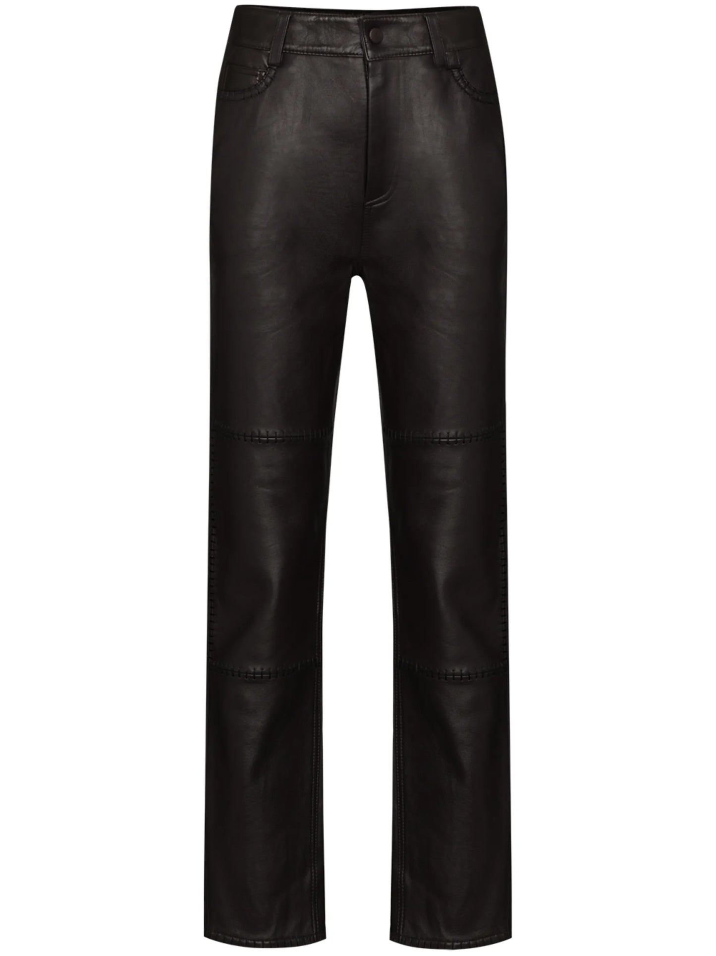 stitch-detail leather trousers