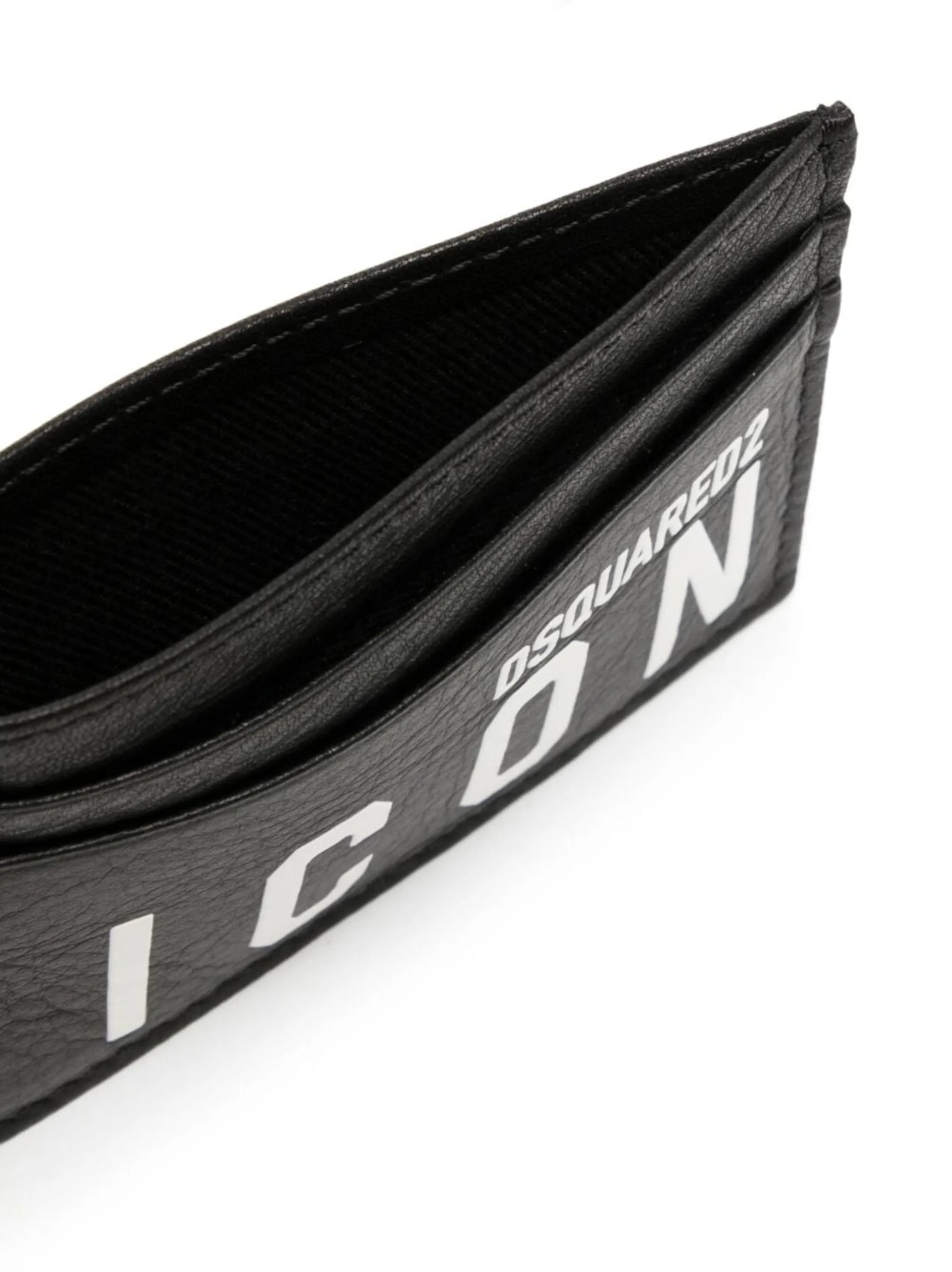 Icon logo-print leather card holder