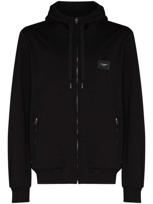 logo-tag zip-up hoodie