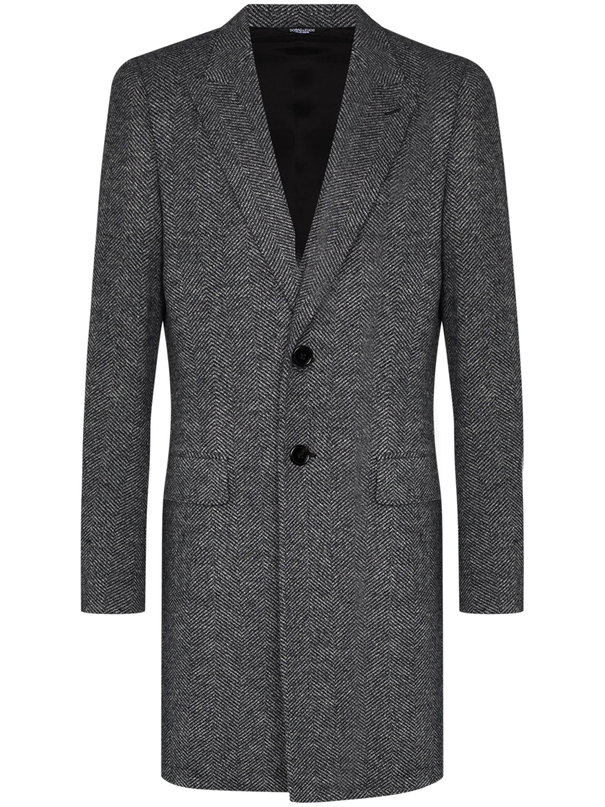herringbone single-breasted coat