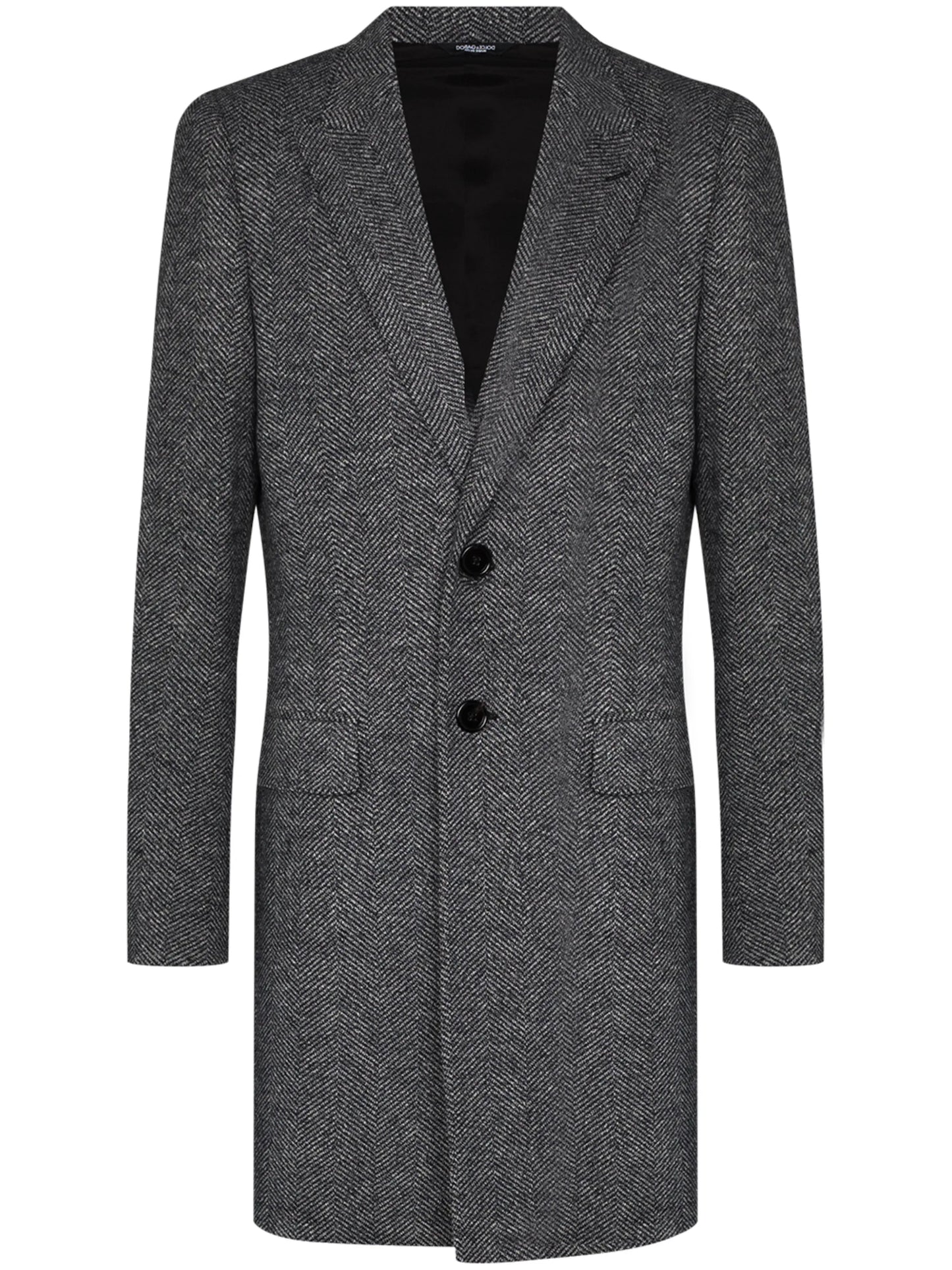 herringbone single-breasted coat
