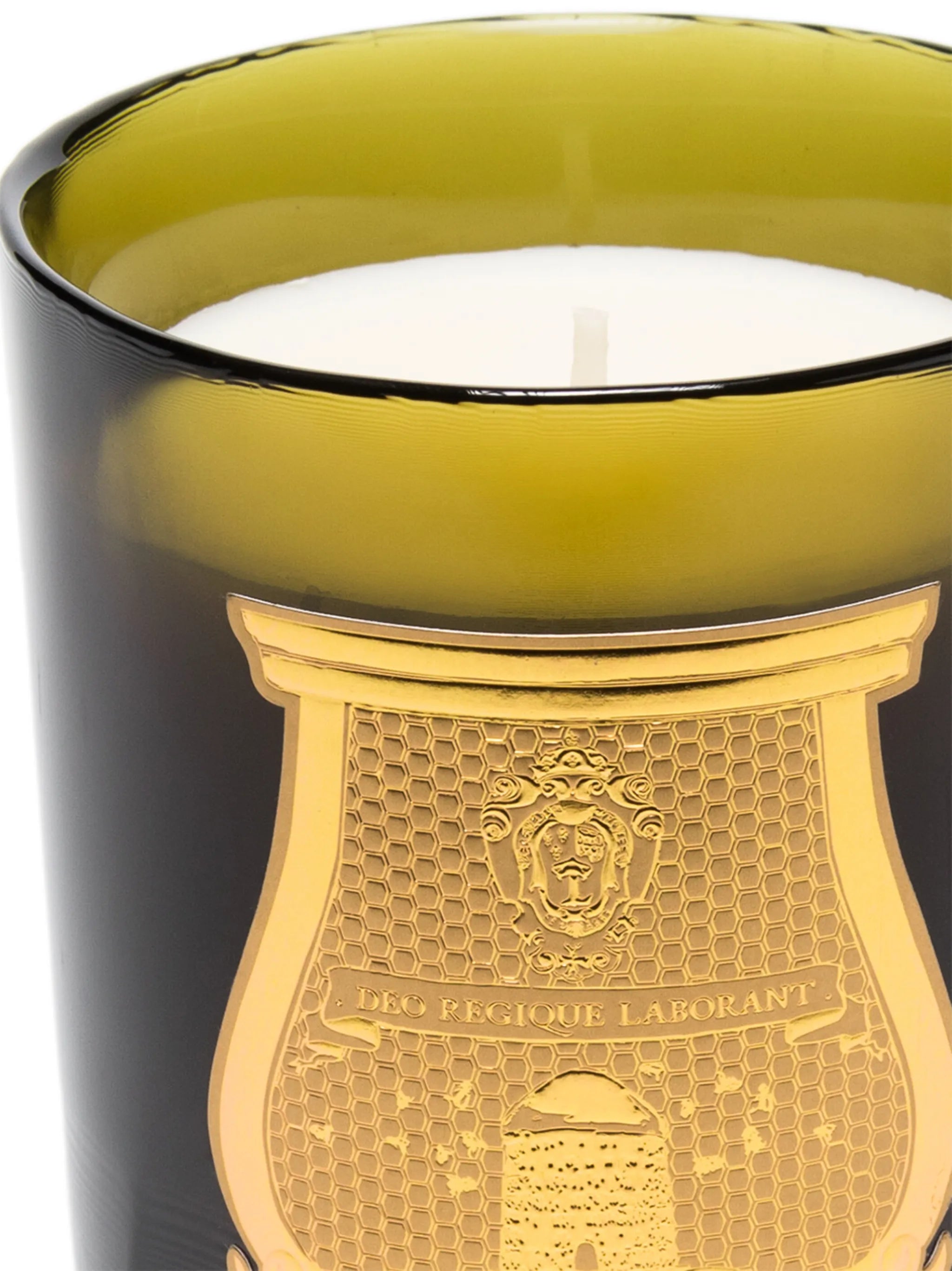 gold tone label candle