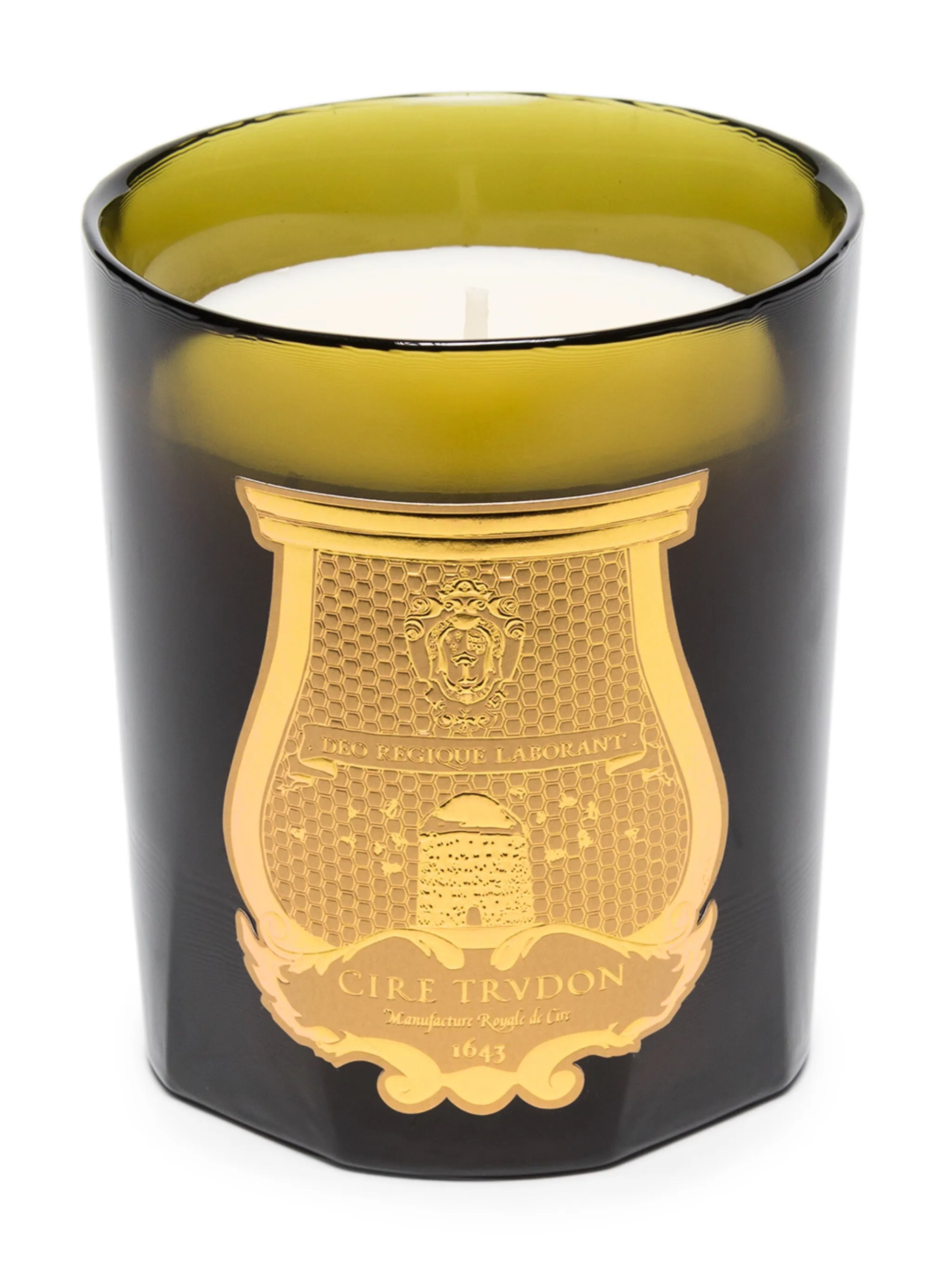 gold tone label candle