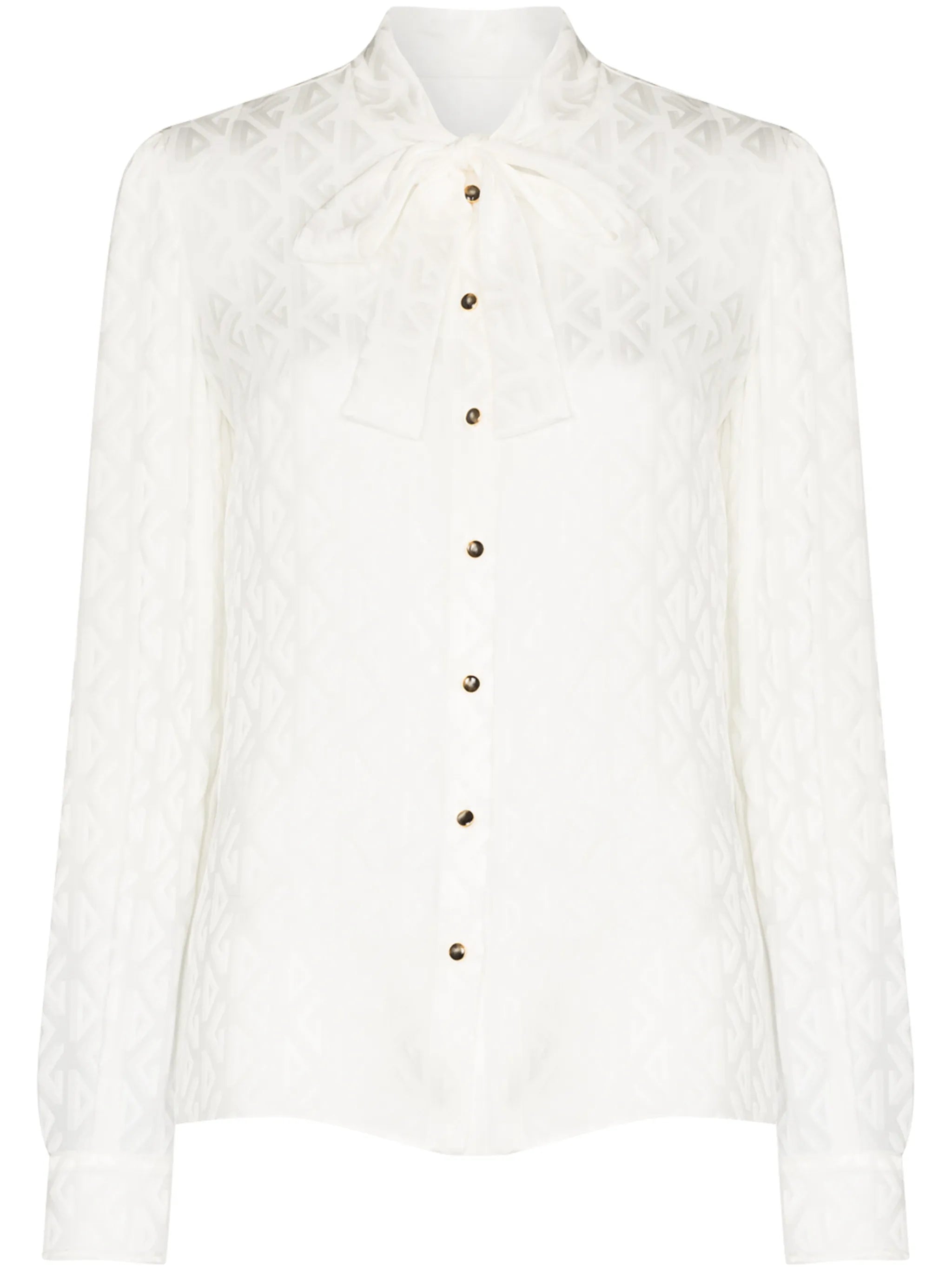 pussy-bow buttoned blouse