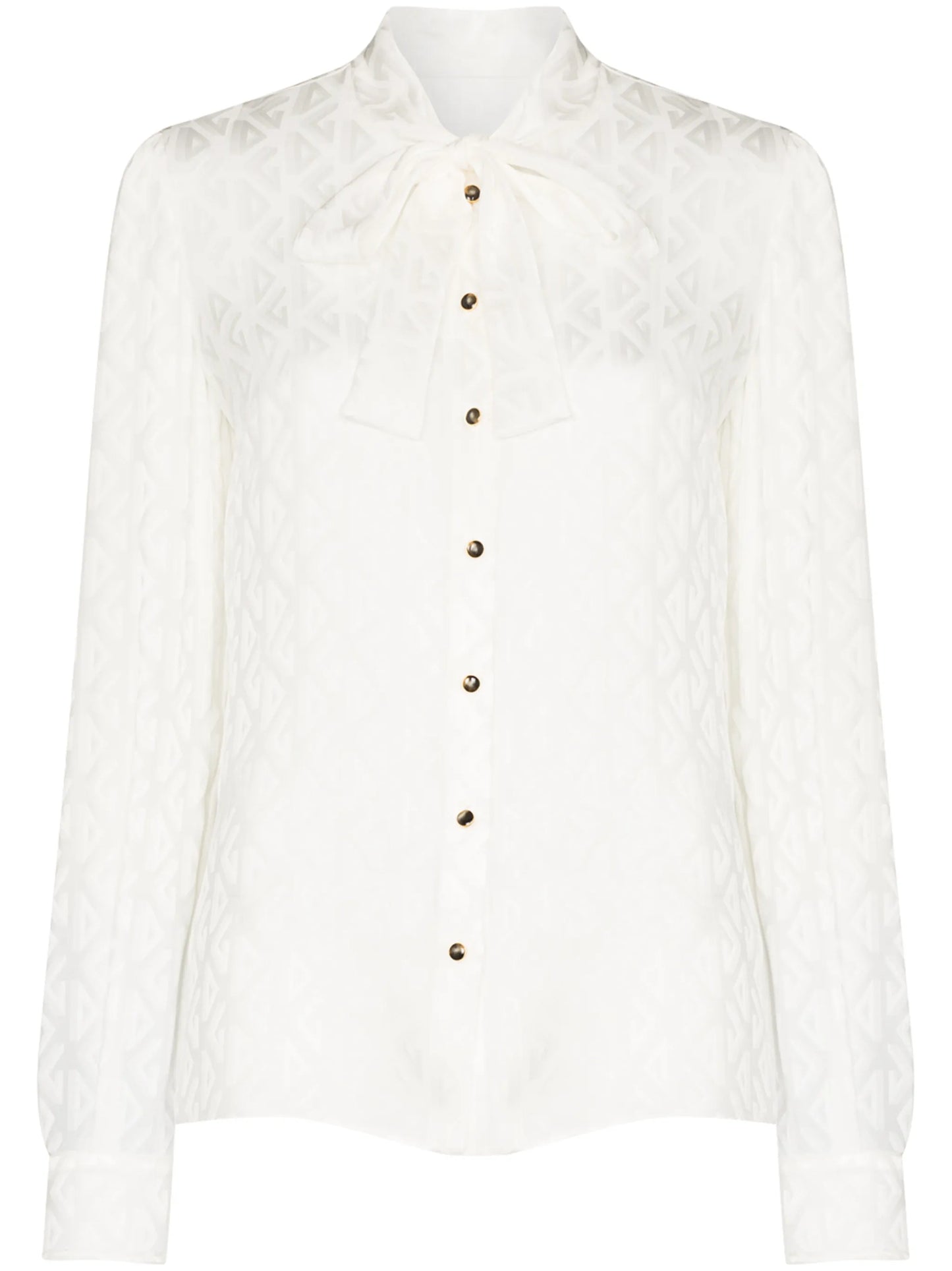 pussy-bow buttoned blouse