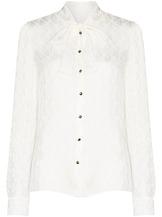 pussy-bow buttoned blouse