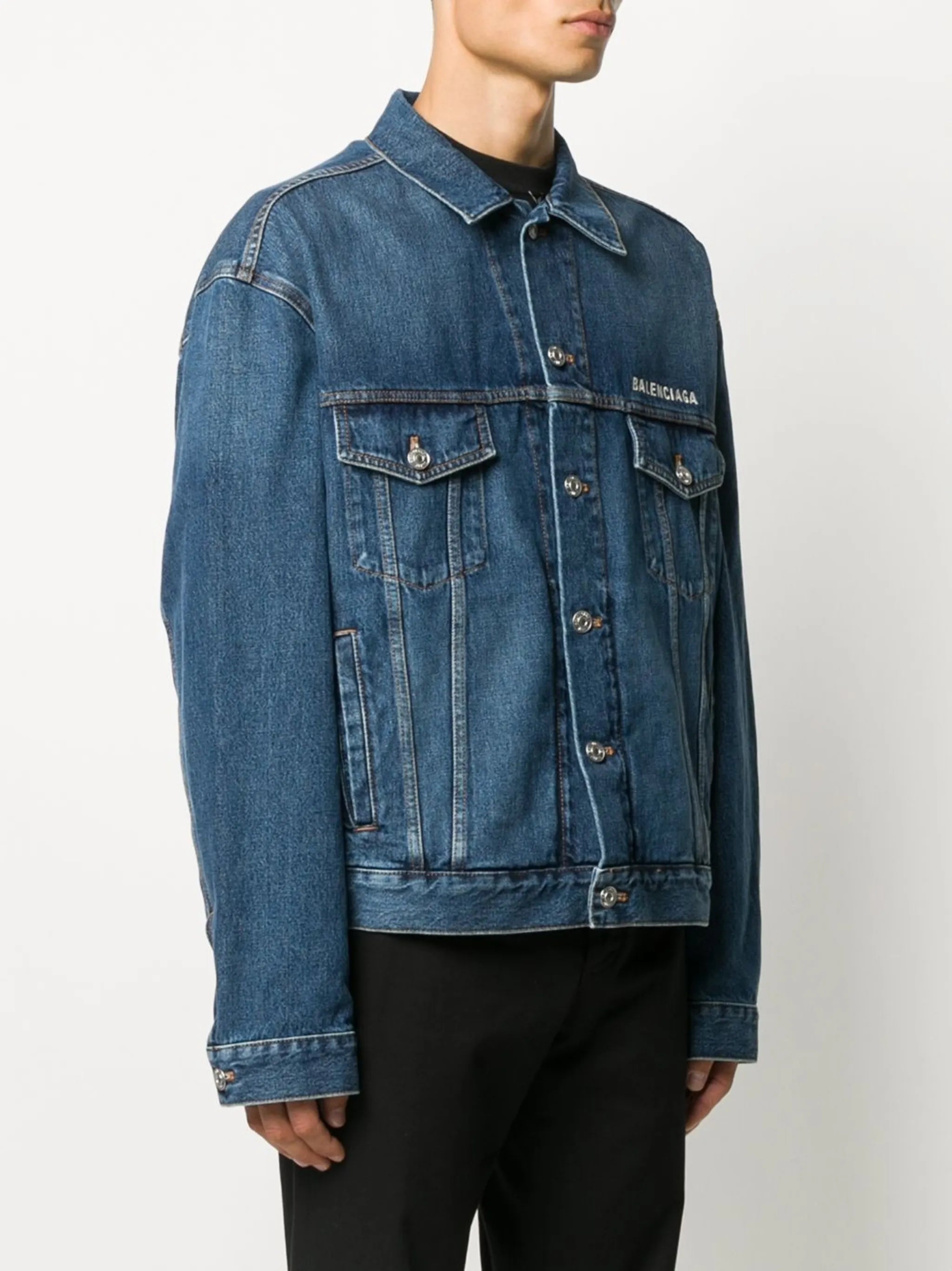 logo-embroidered denim jacket