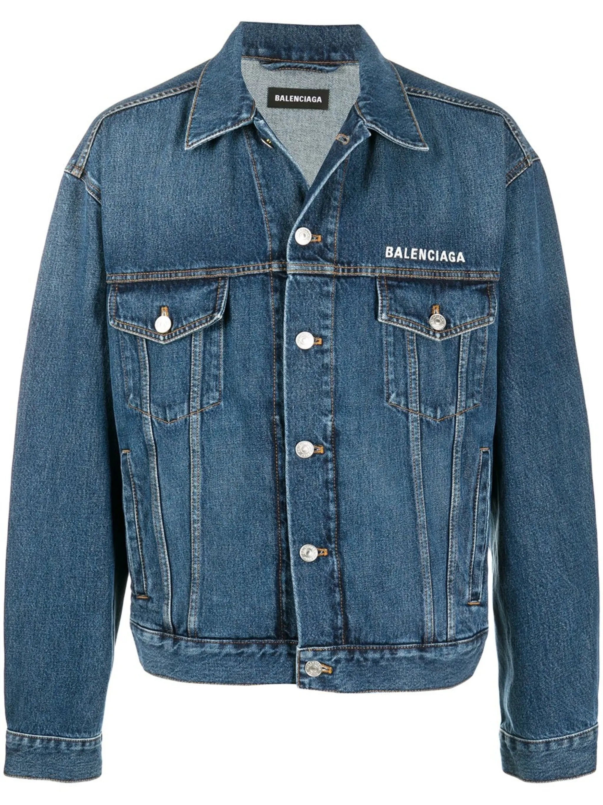 logo-embroidered denim jacket