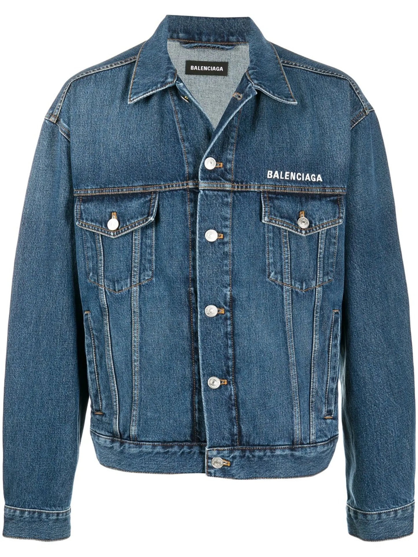 logo-embroidered denim jacket