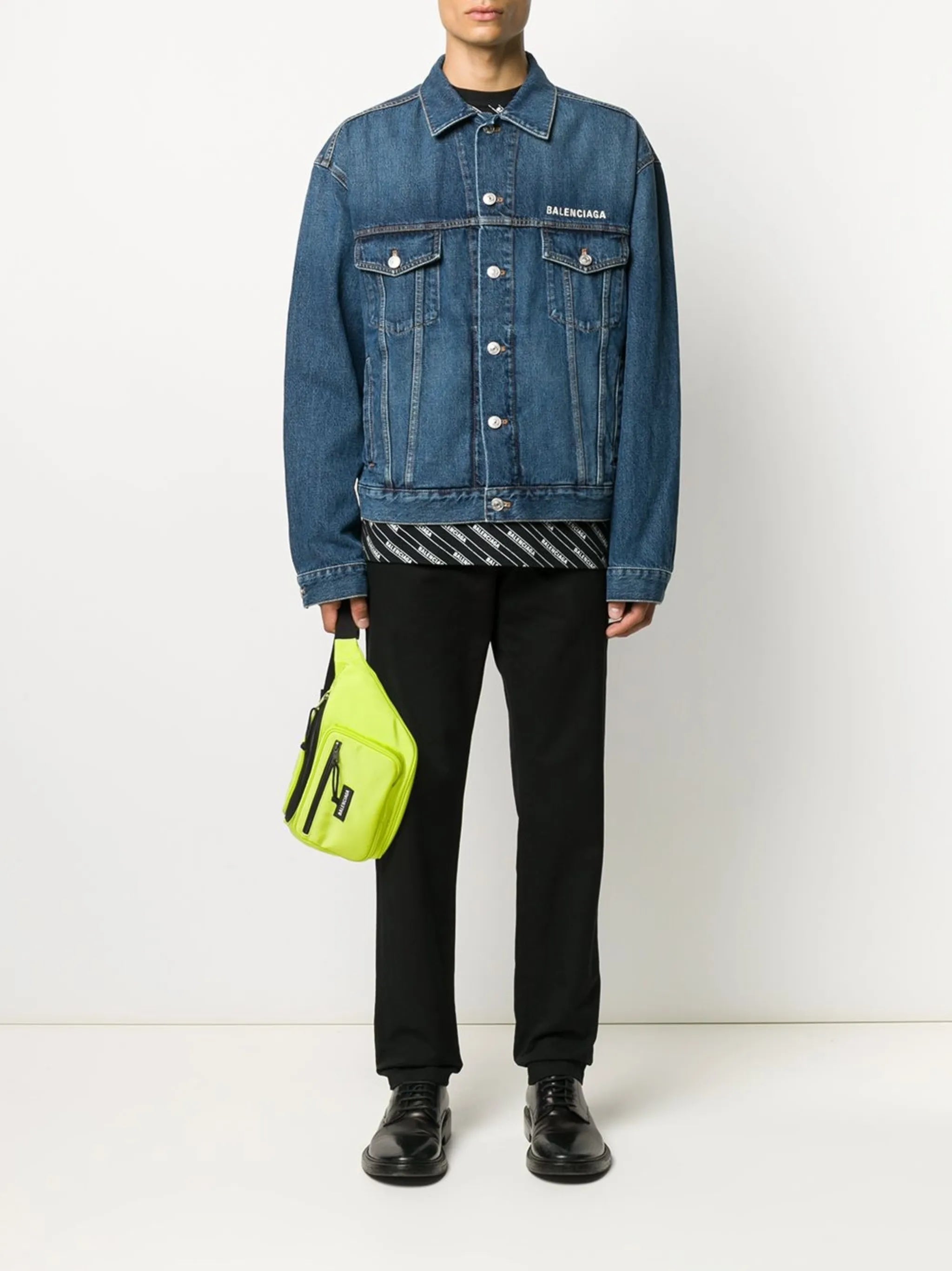 logo-embroidered denim jacket