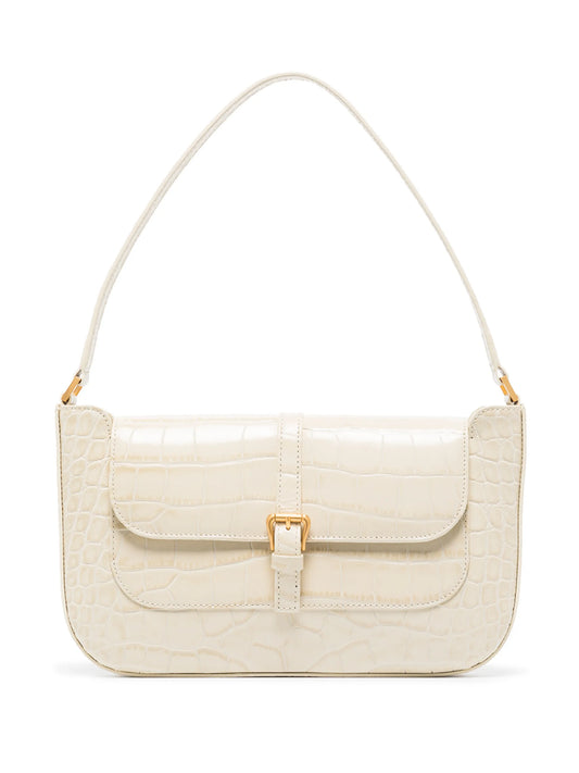 crocodile-effect leather shoulder bag