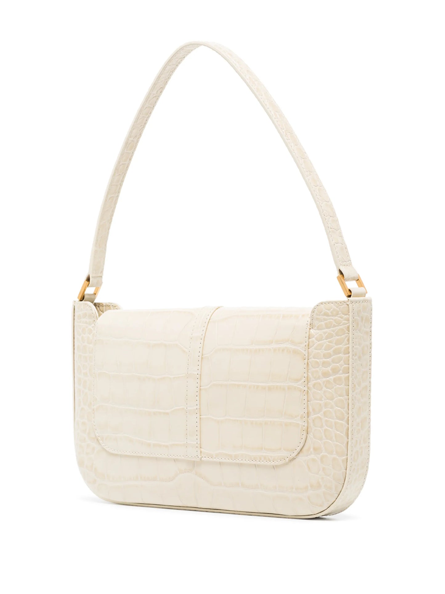 crocodile-effect leather shoulder bag