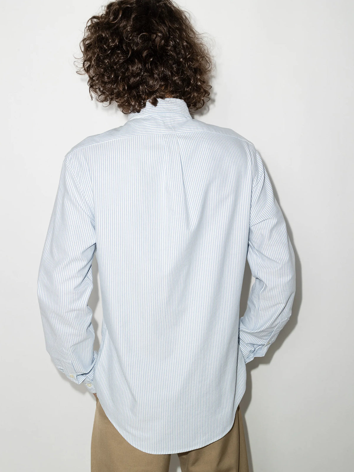 logo-embroidered striped shirt