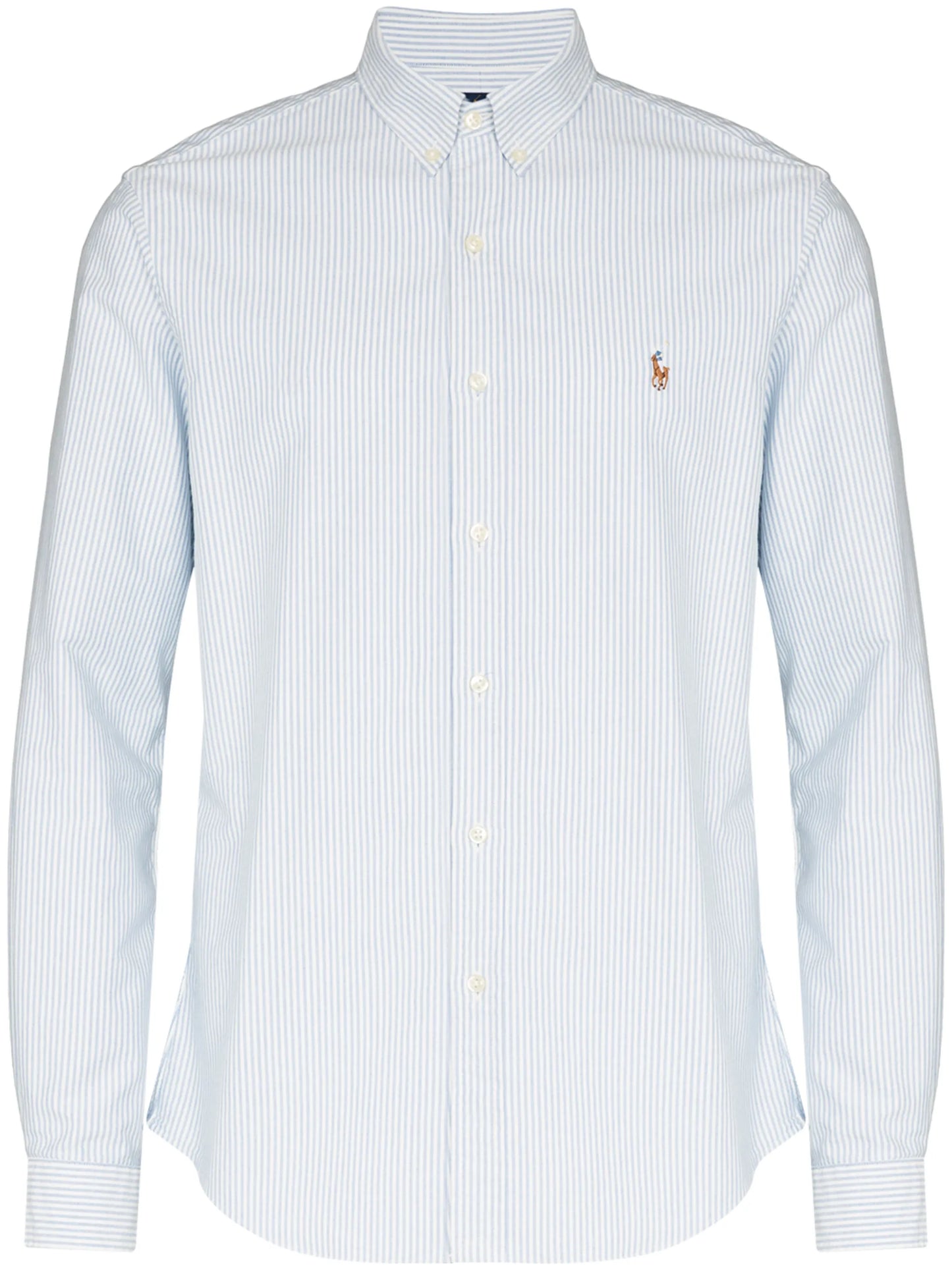 logo-embroidered striped shirt