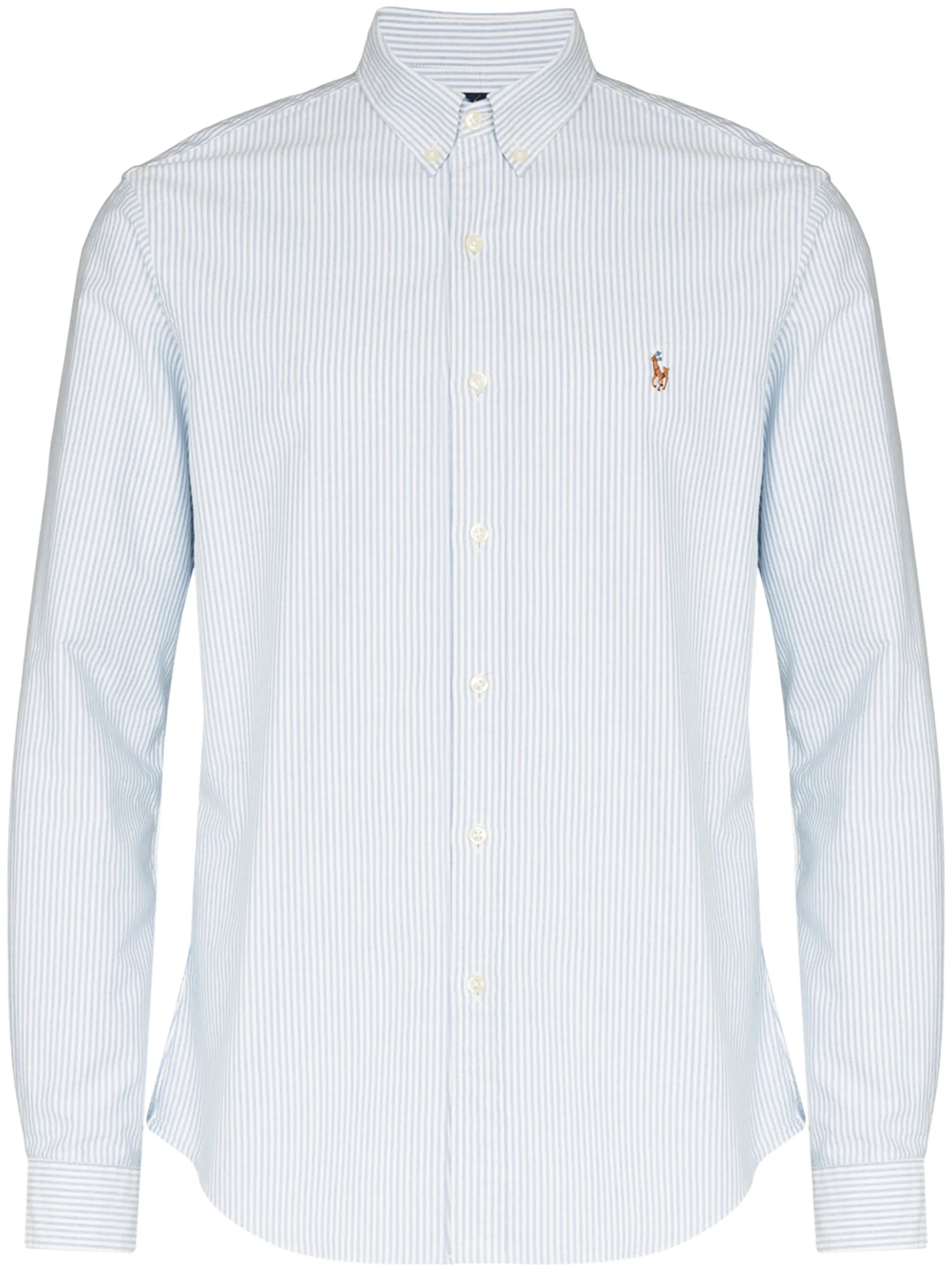logo-embroidered striped shirt