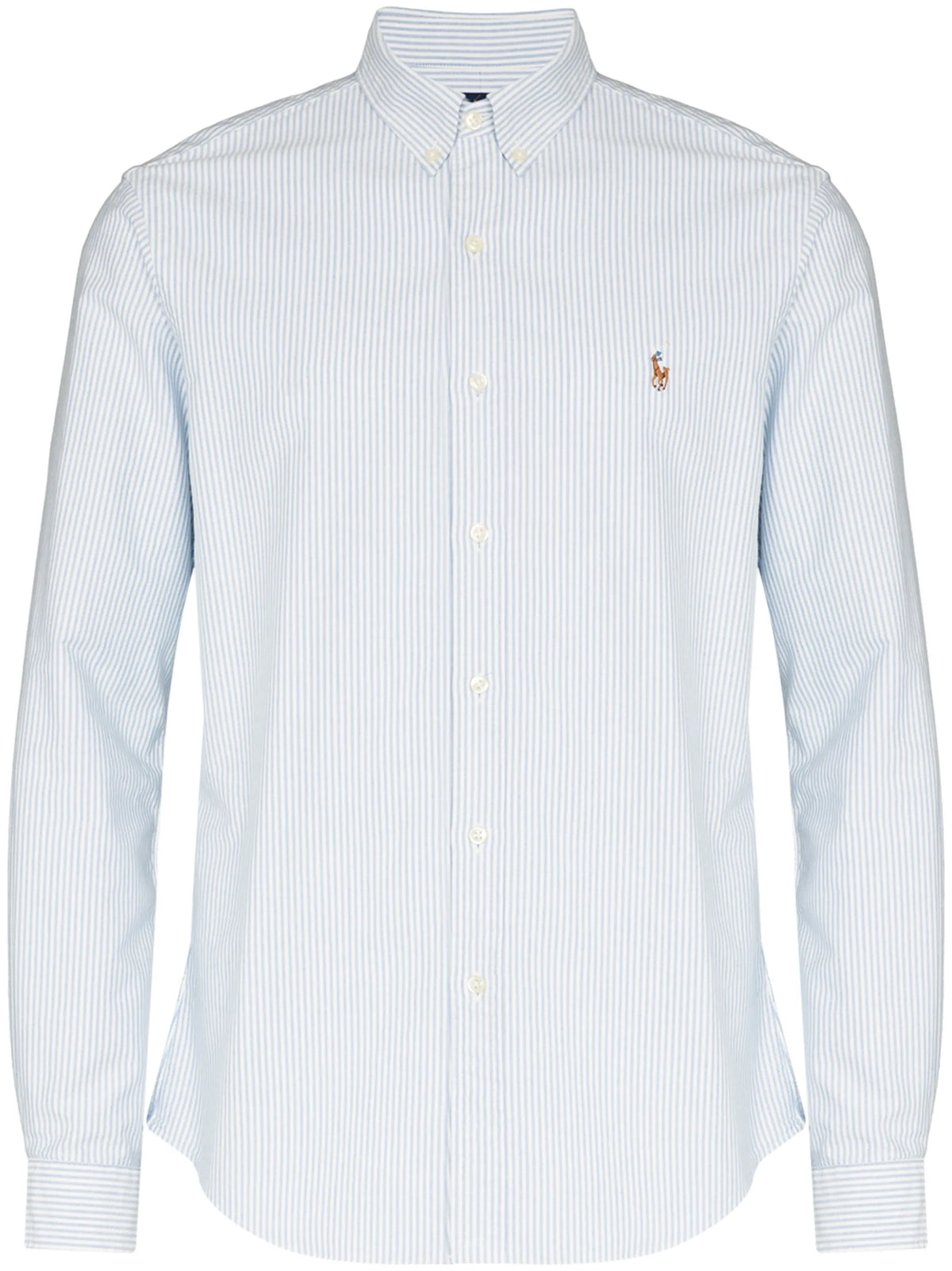 logo-embroidered striped shirt