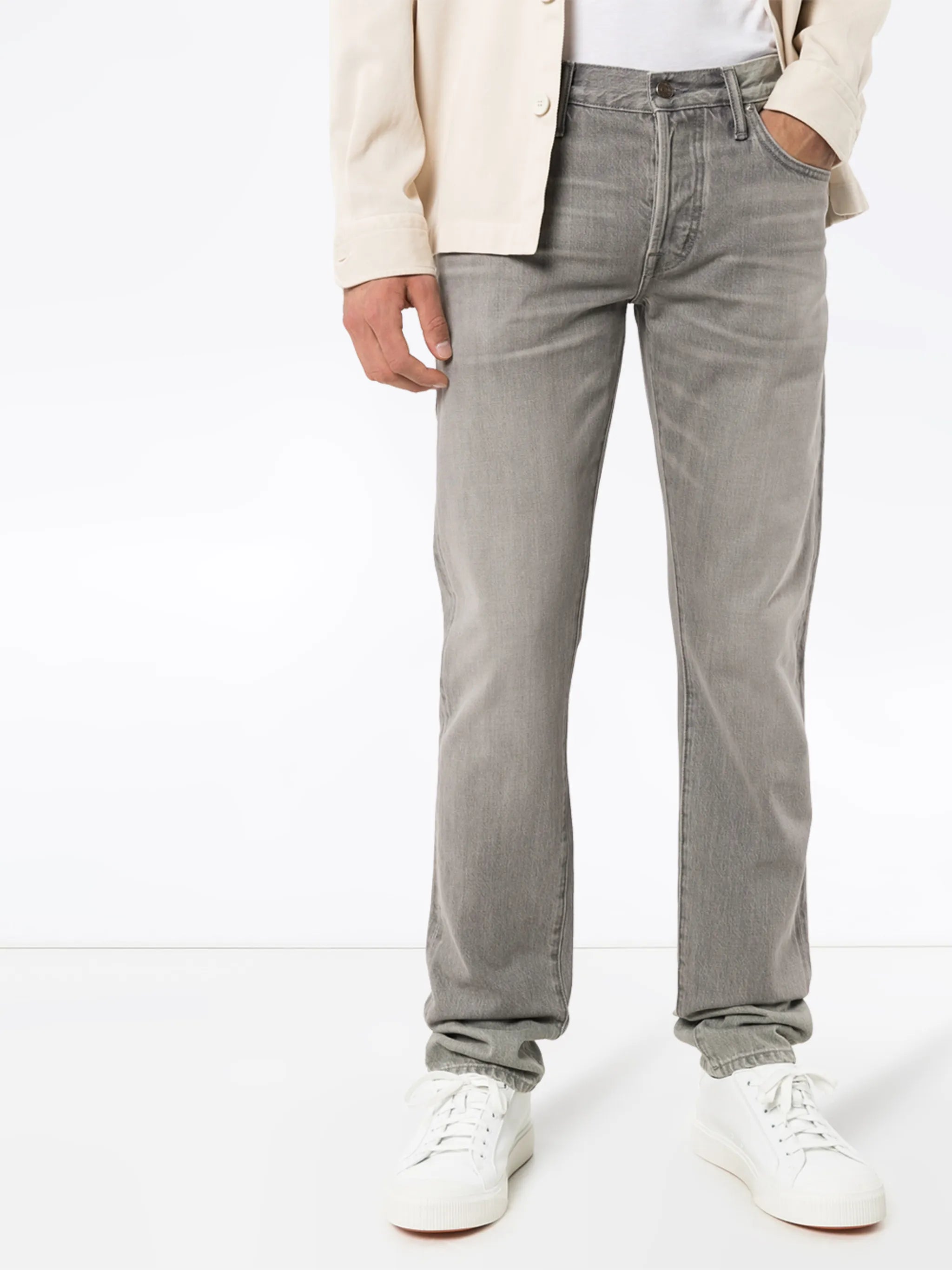 mid-rise stonewashed jeans