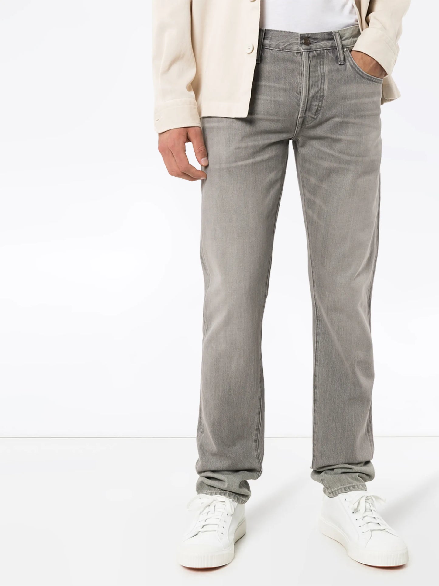 mid-rise stonewashed jeans