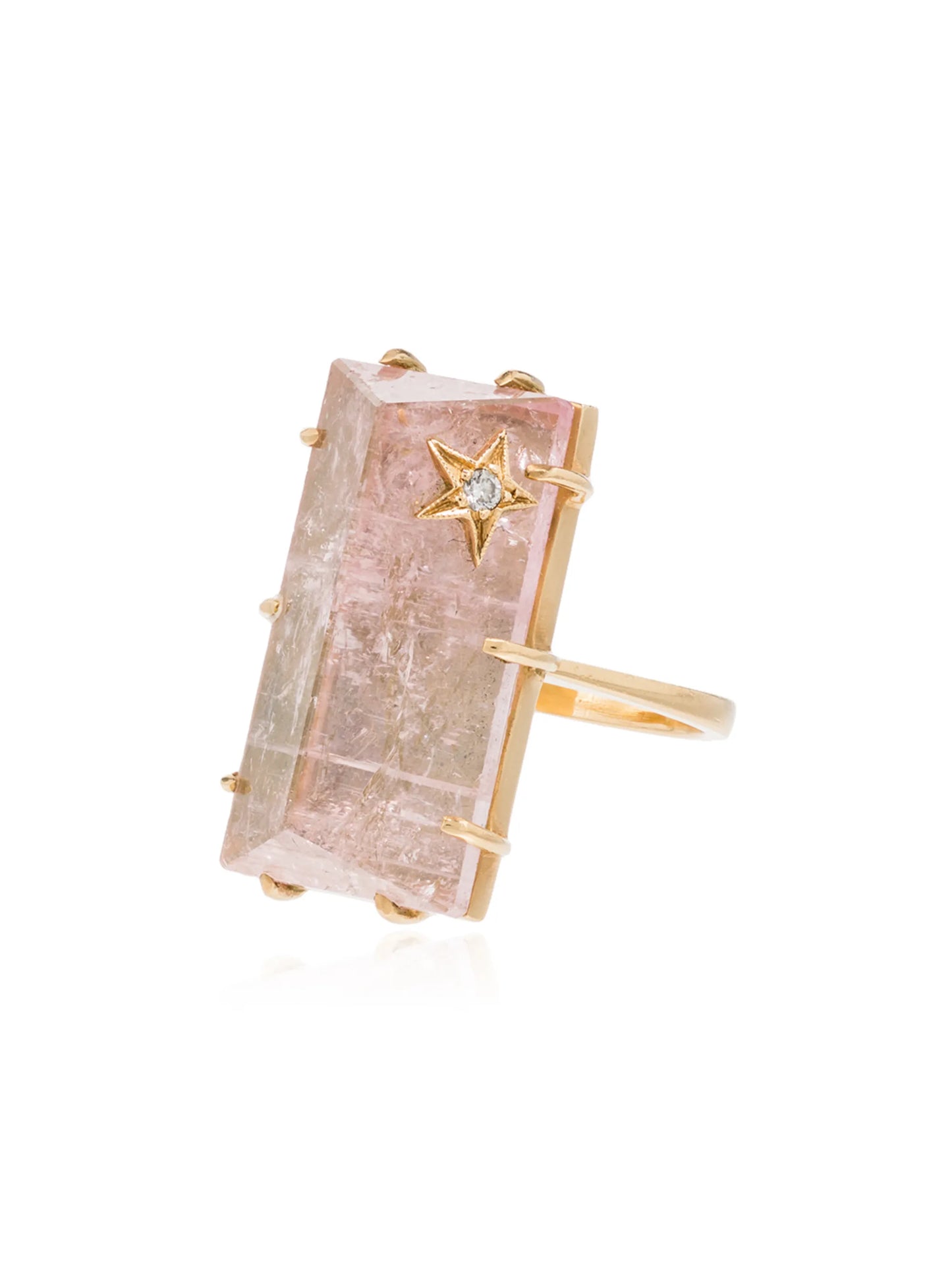 14kt yellow gold, diamond and quartz ring