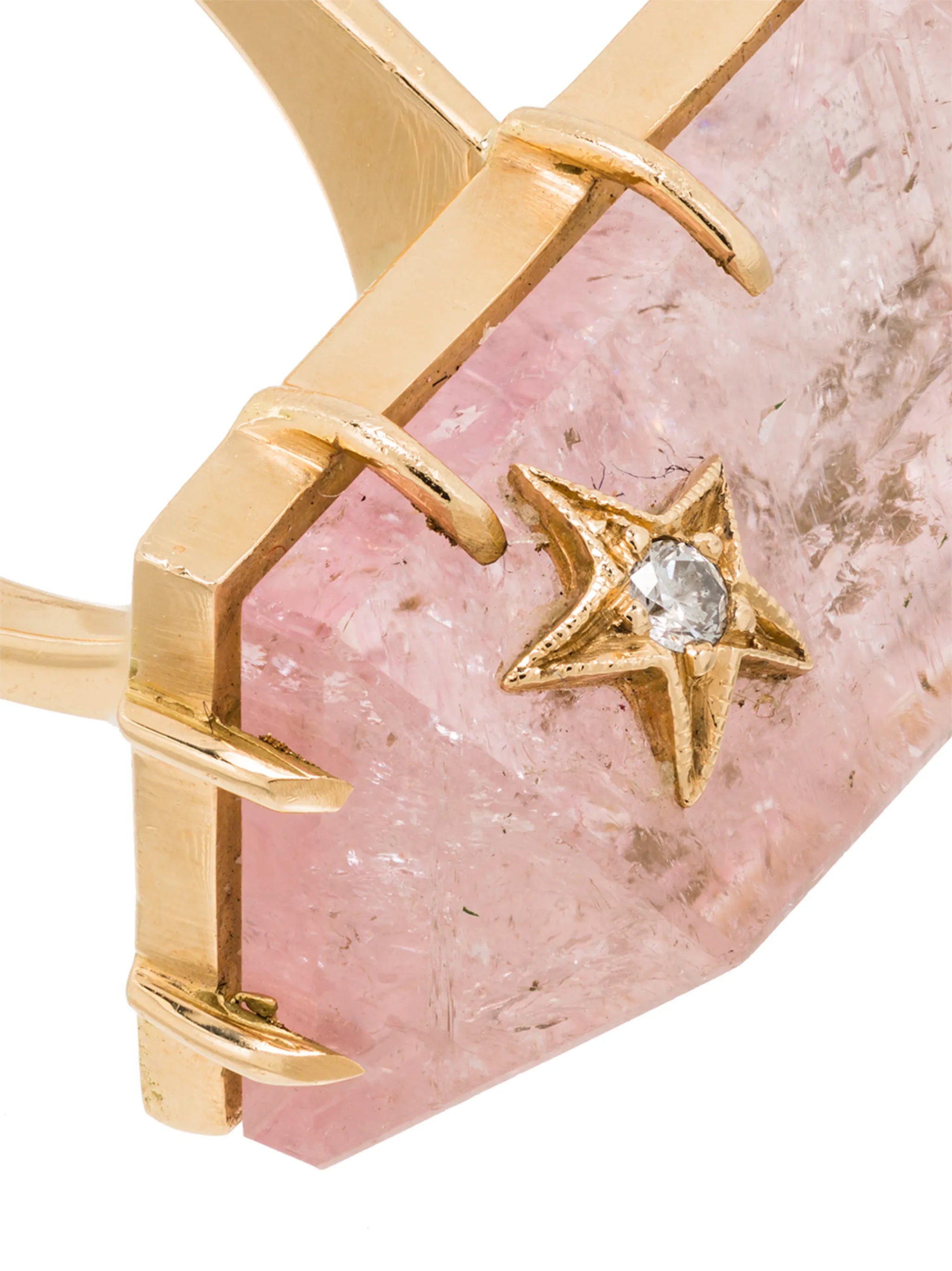 14kt yellow gold, diamond and quartz ring