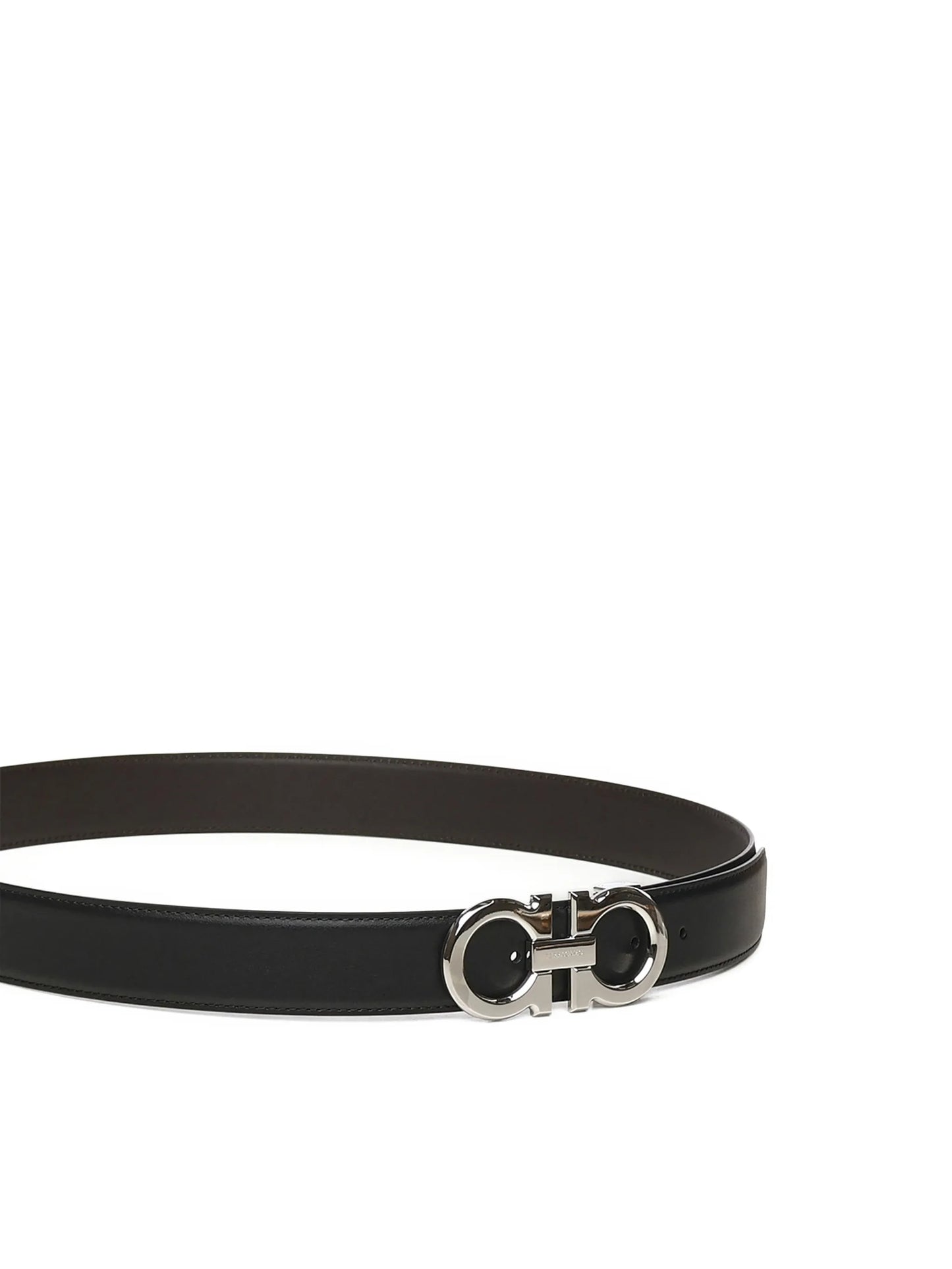 Gancini-buckle leather belt