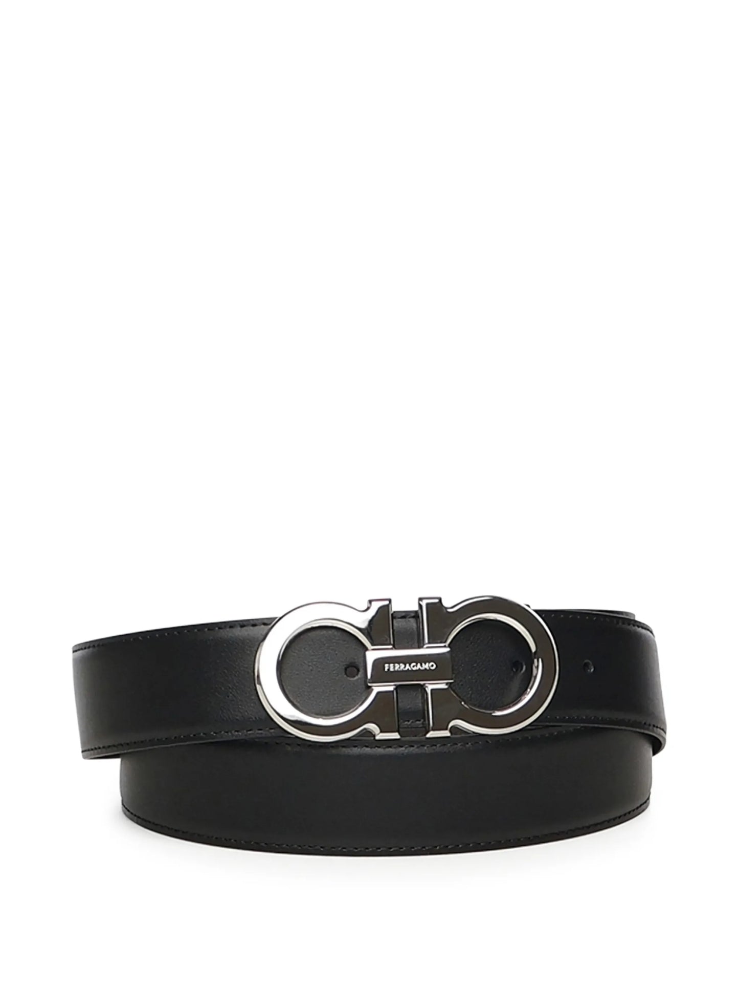Gancini-buckle leather belt