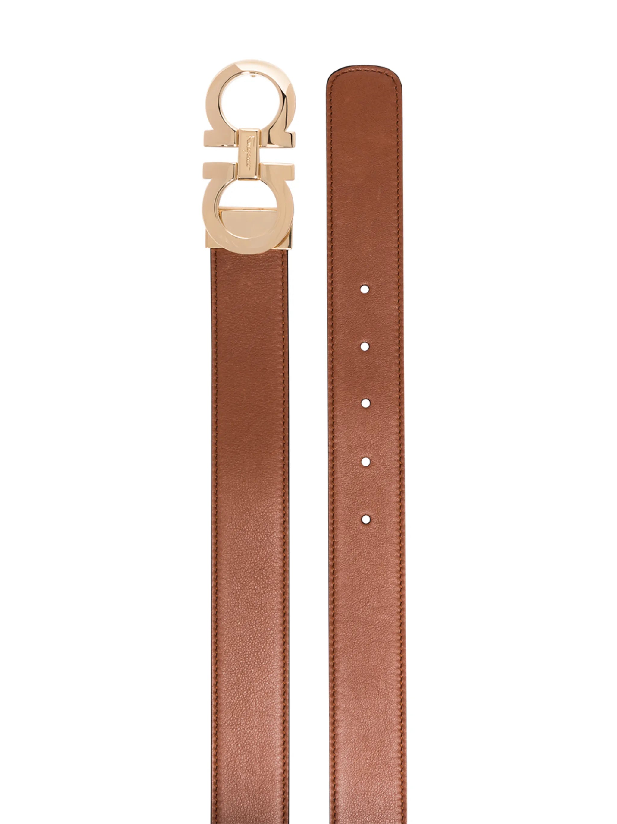 Gancini-buckle leather belt