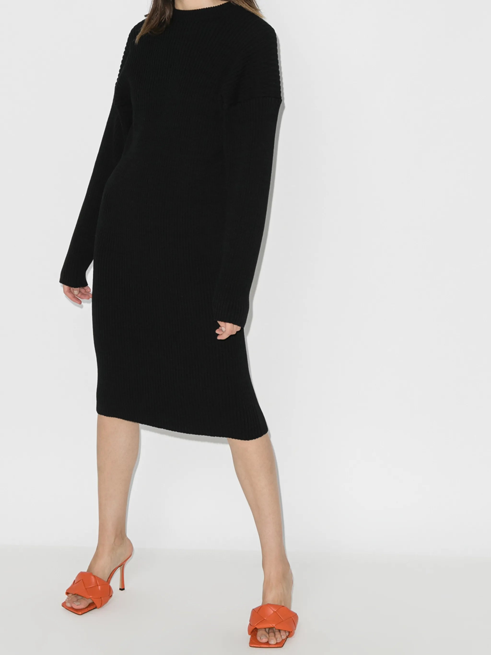 cut-out knee-length sweater dress