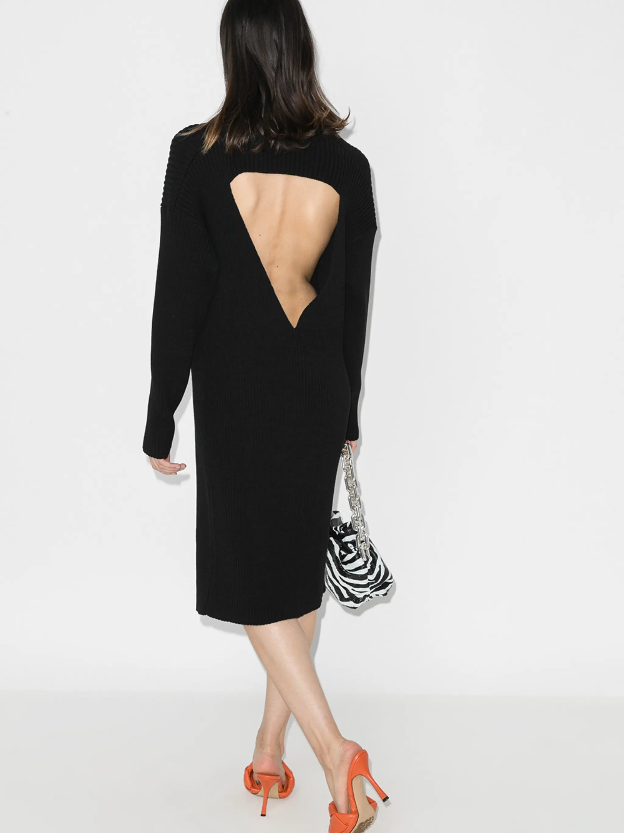 cut-out knee-length sweater dress
