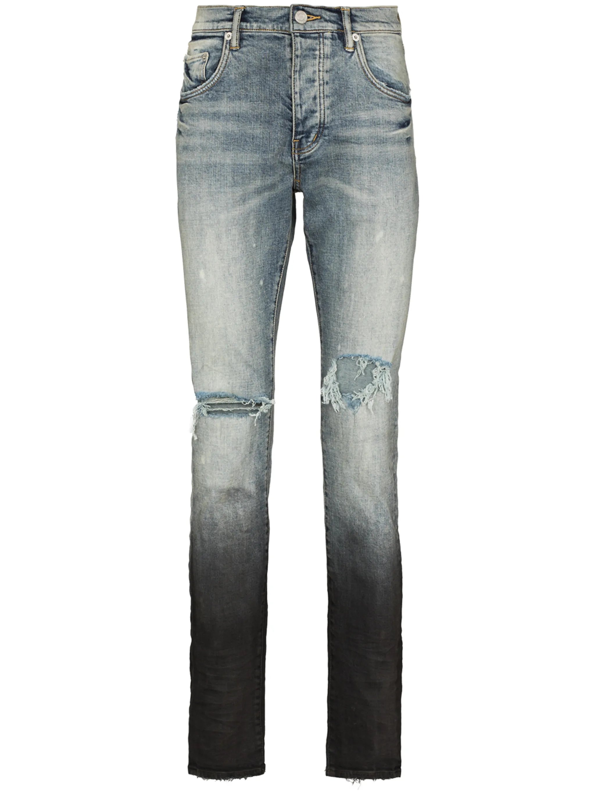 distressed gradient-effect straight-leg jeans