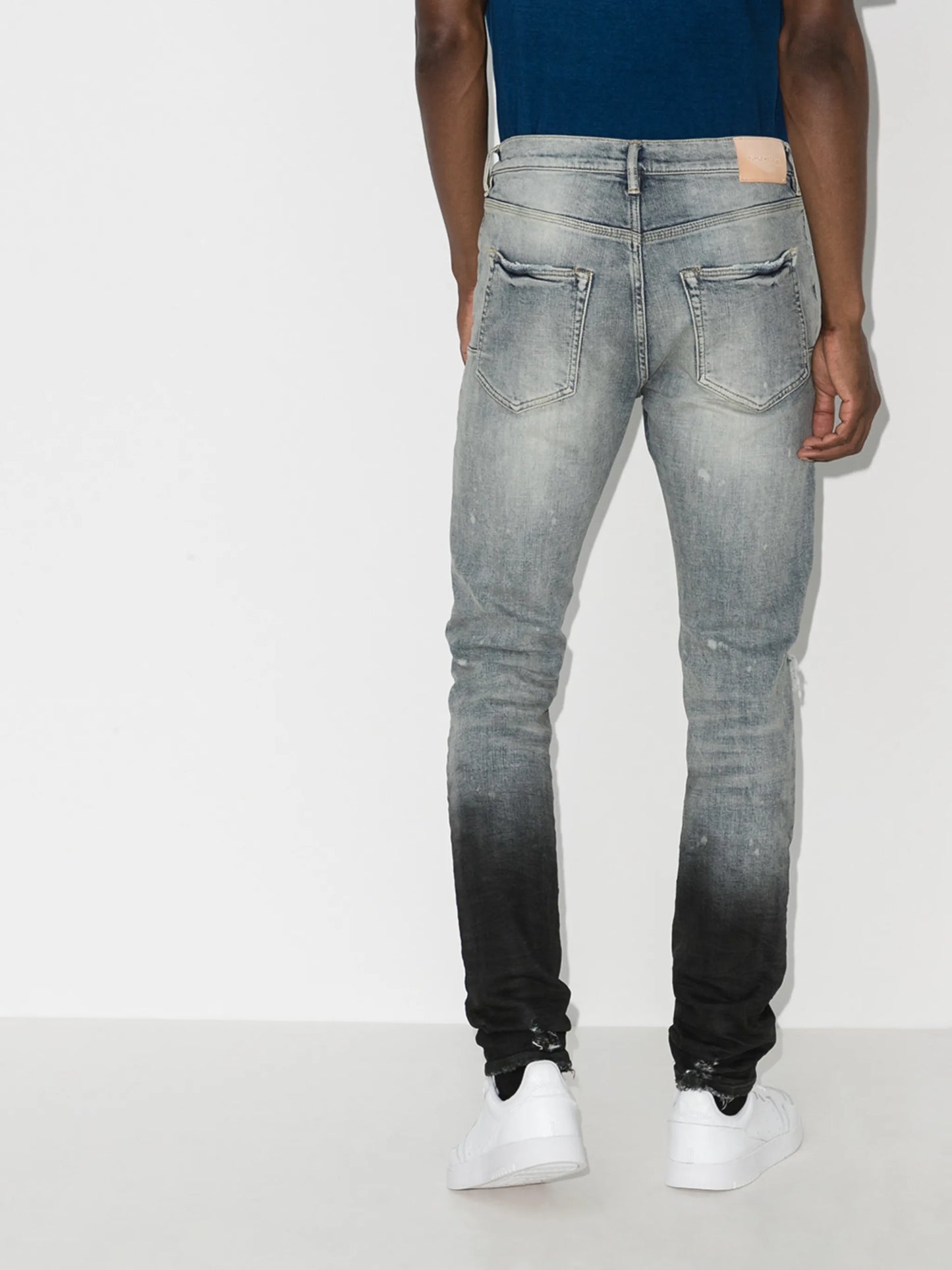 distressed gradient-effect straight-leg jeans